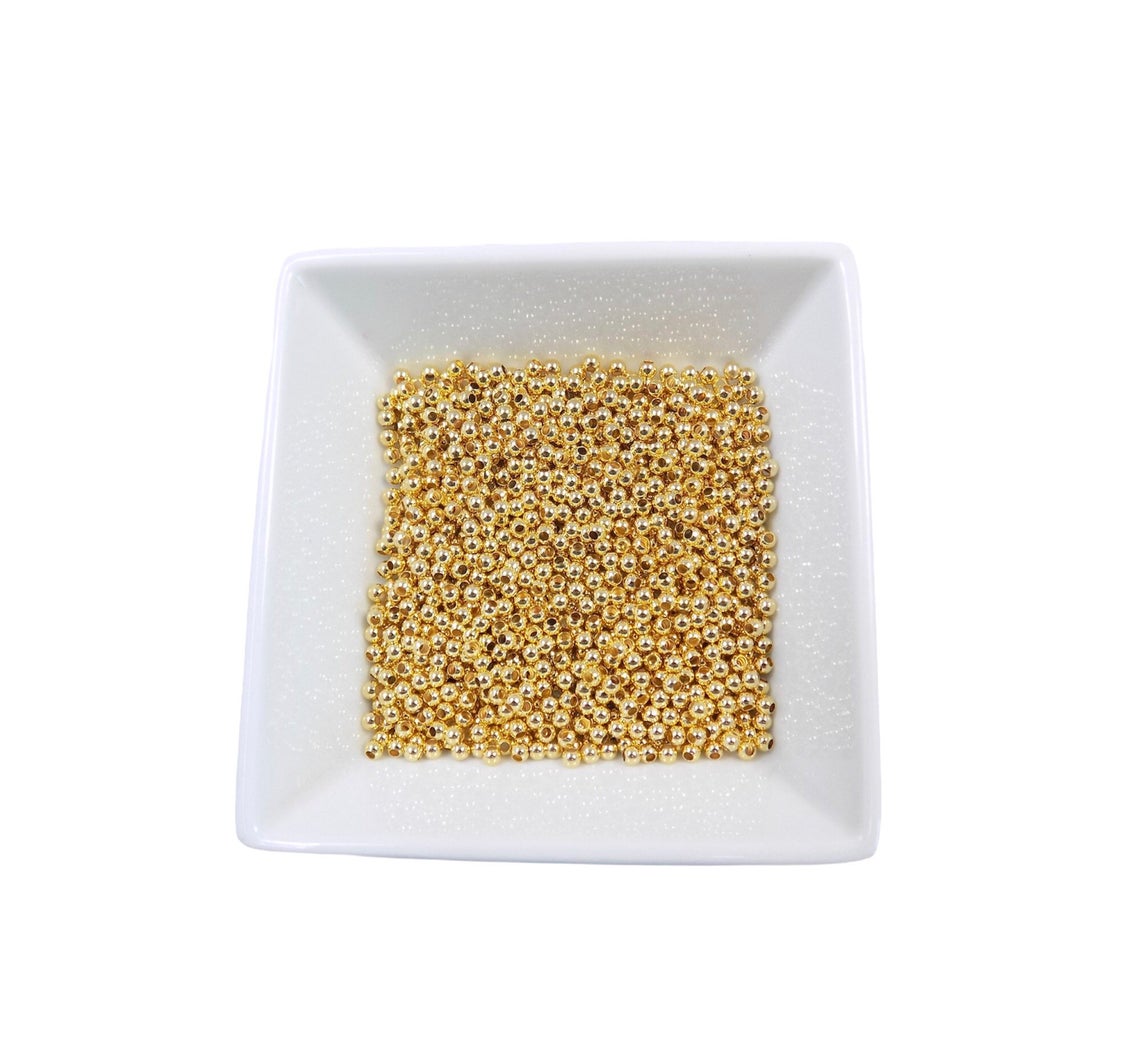 18K Gold Plated Round Beads Hole 1.10mm 100 Pcs 3mm