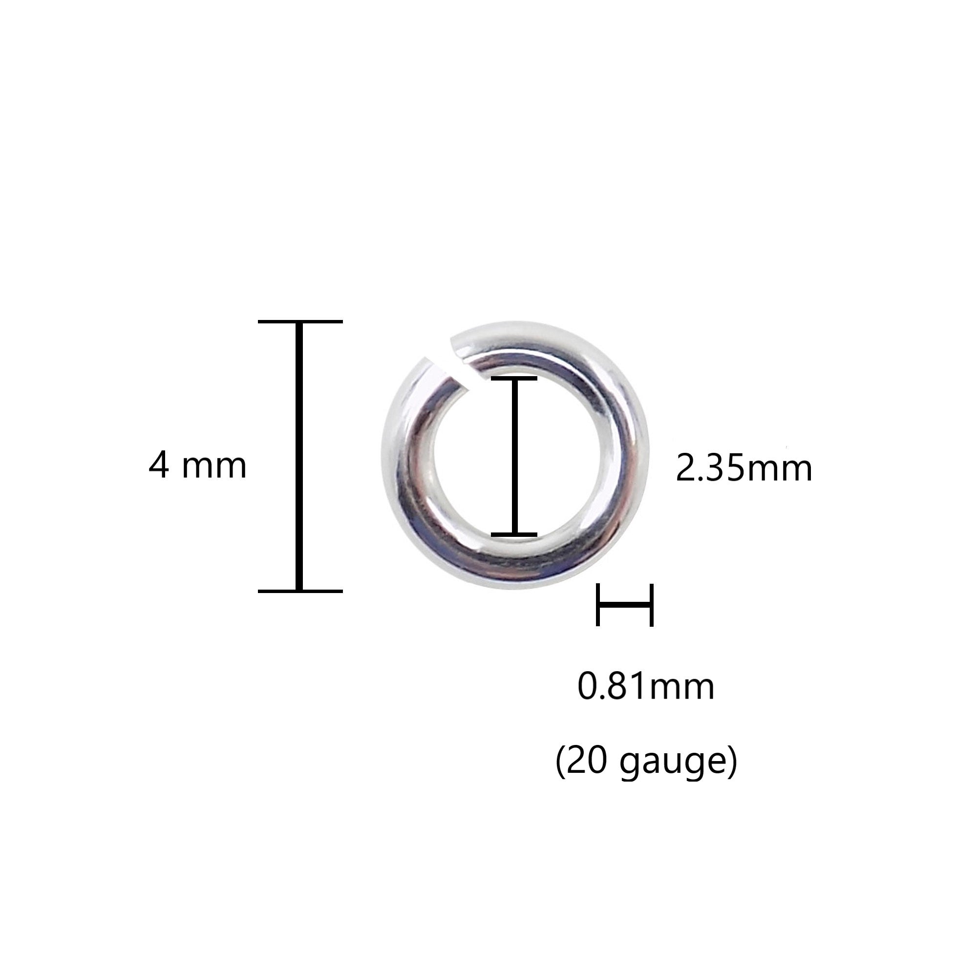 Open Jump Ring 925 Sterling Silver 20ga 0.81x4.0mm Jump Rings