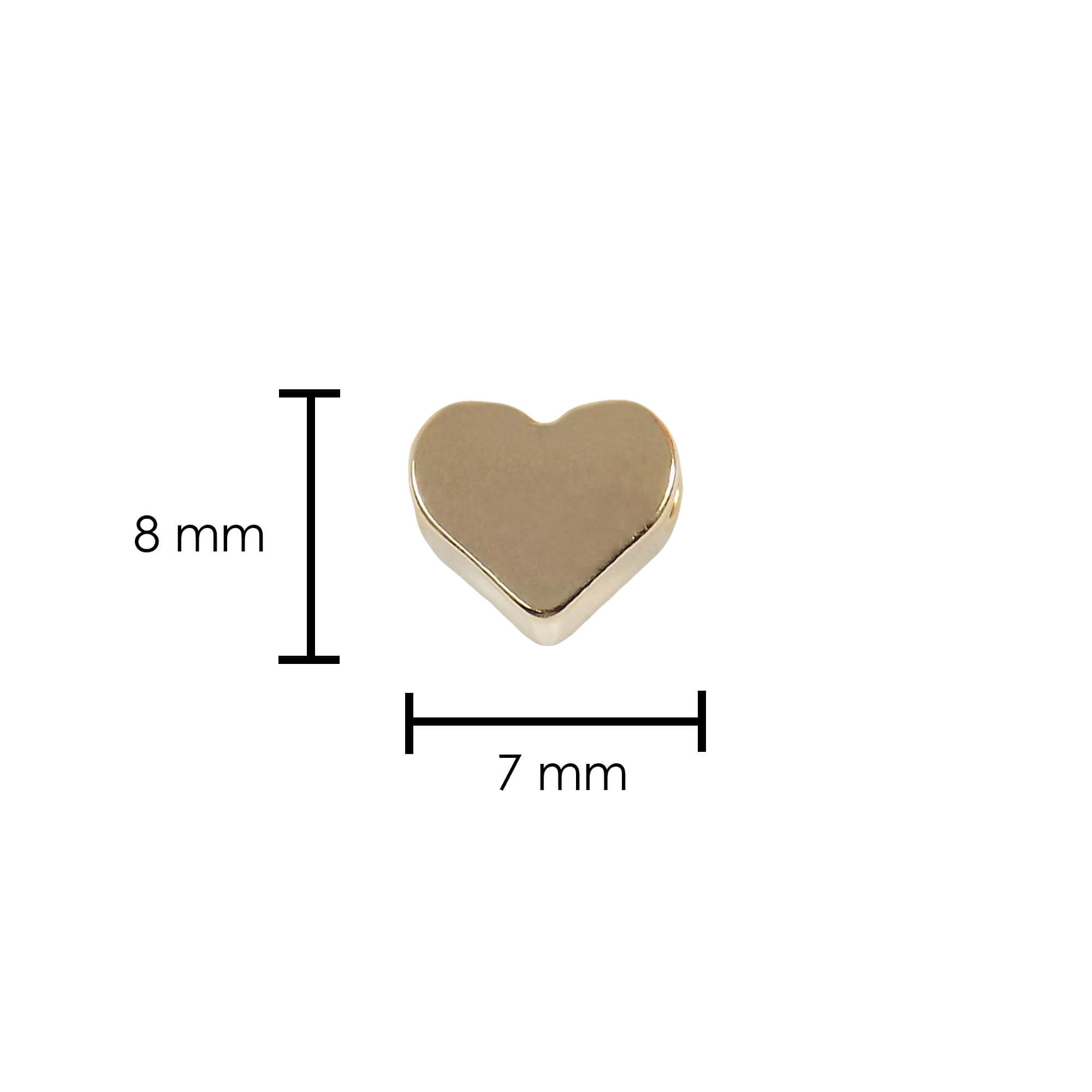 Heart Shaped Charm, Little Spacer Gold Plated Size 8x7mm (06 Pieces) Heart Slide Charm