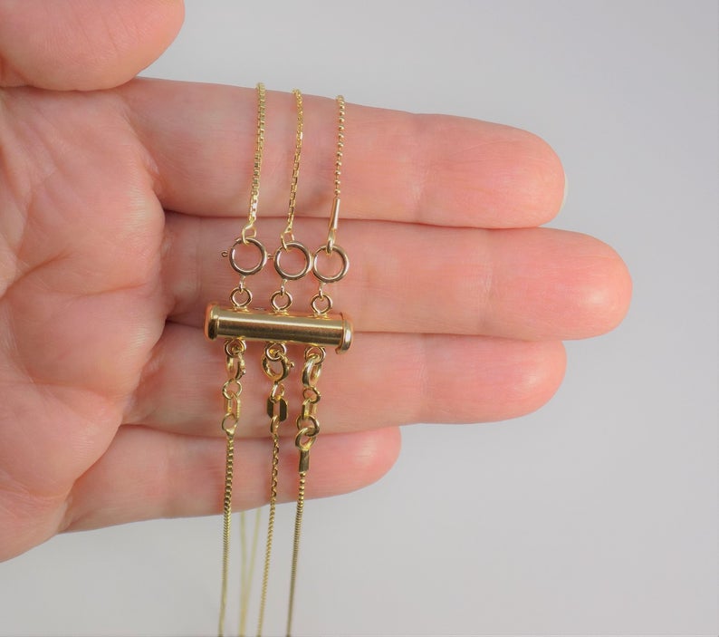 14K Gold Filled Layered Necklace Detangler Clasp