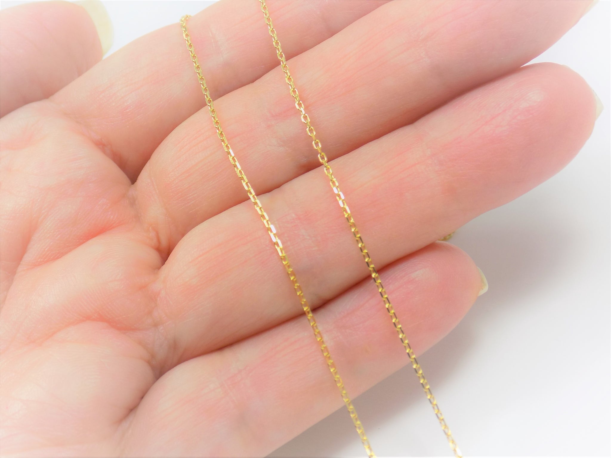 Cable Chain Necklace Gold Plated over 925 Sterling Silver 1mm