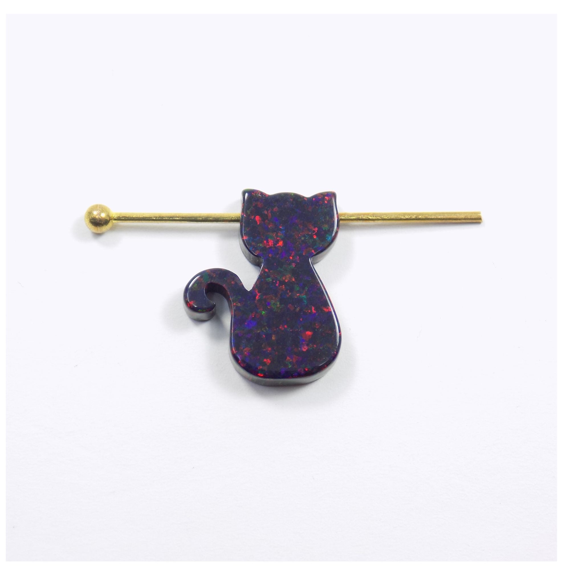 White Opal Cat Charm, Black Opal Bead Pendant Wholesale Opal Ships out from USA
