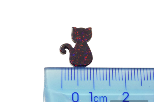 Black Opal Bead Pendant, Cat Shape Opal Lab Created Halloween Charms, Ships out from USA.
