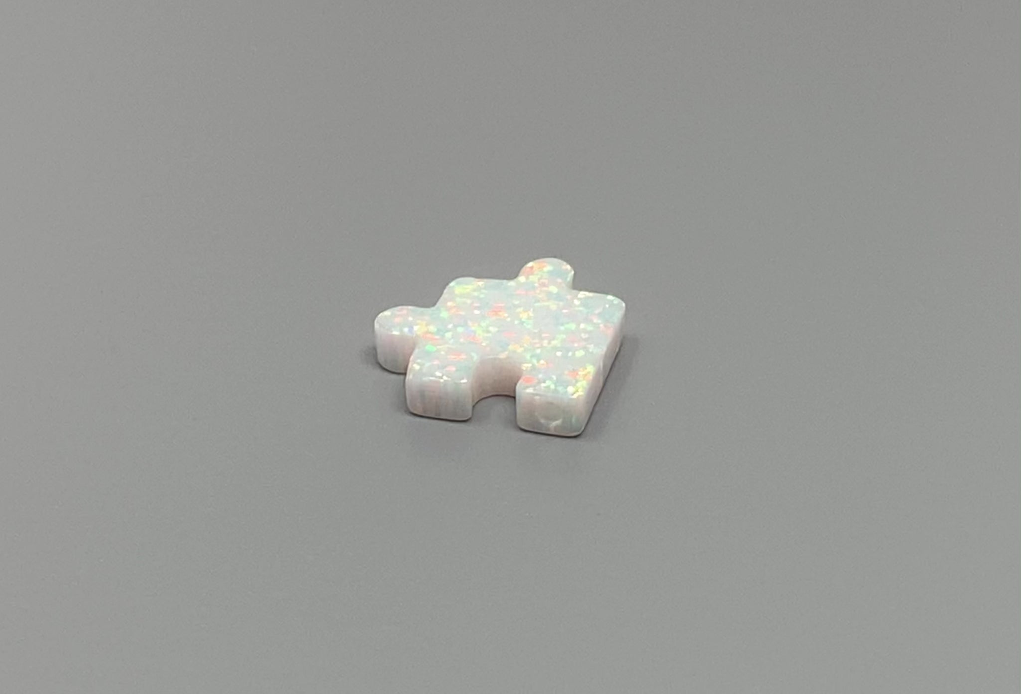 Puzzle Piece Opal Charm, White Opal Lab-created 