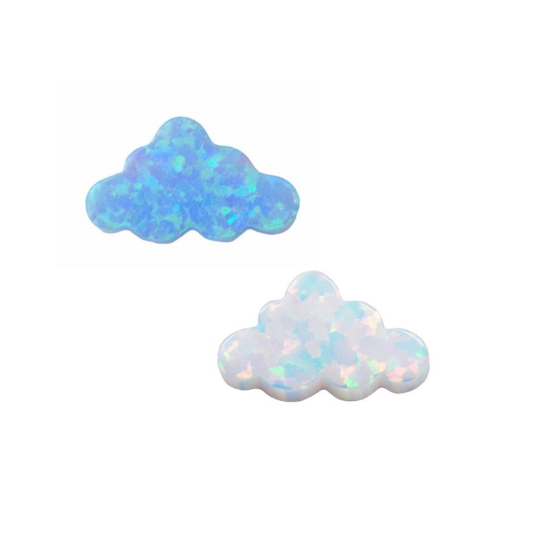 Opal Cloud Charm, White-Blue Cloud Pendant 7.3mmx12mm hole size 1.0 mm. Authentic Lab-created Opal Bead Wholesale USA Seller