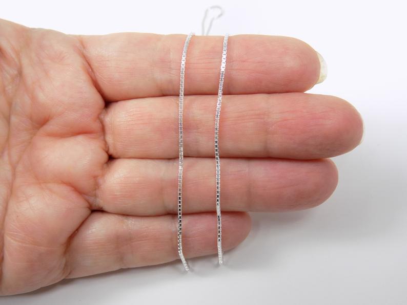 Box Chain Necklace Italian Solid 925 Sterling Silver Diamond Cut Box Necklace 16", 18", 20", 22", 24" and 30" Luxurious Diamond Cut Shinny Italy Chain