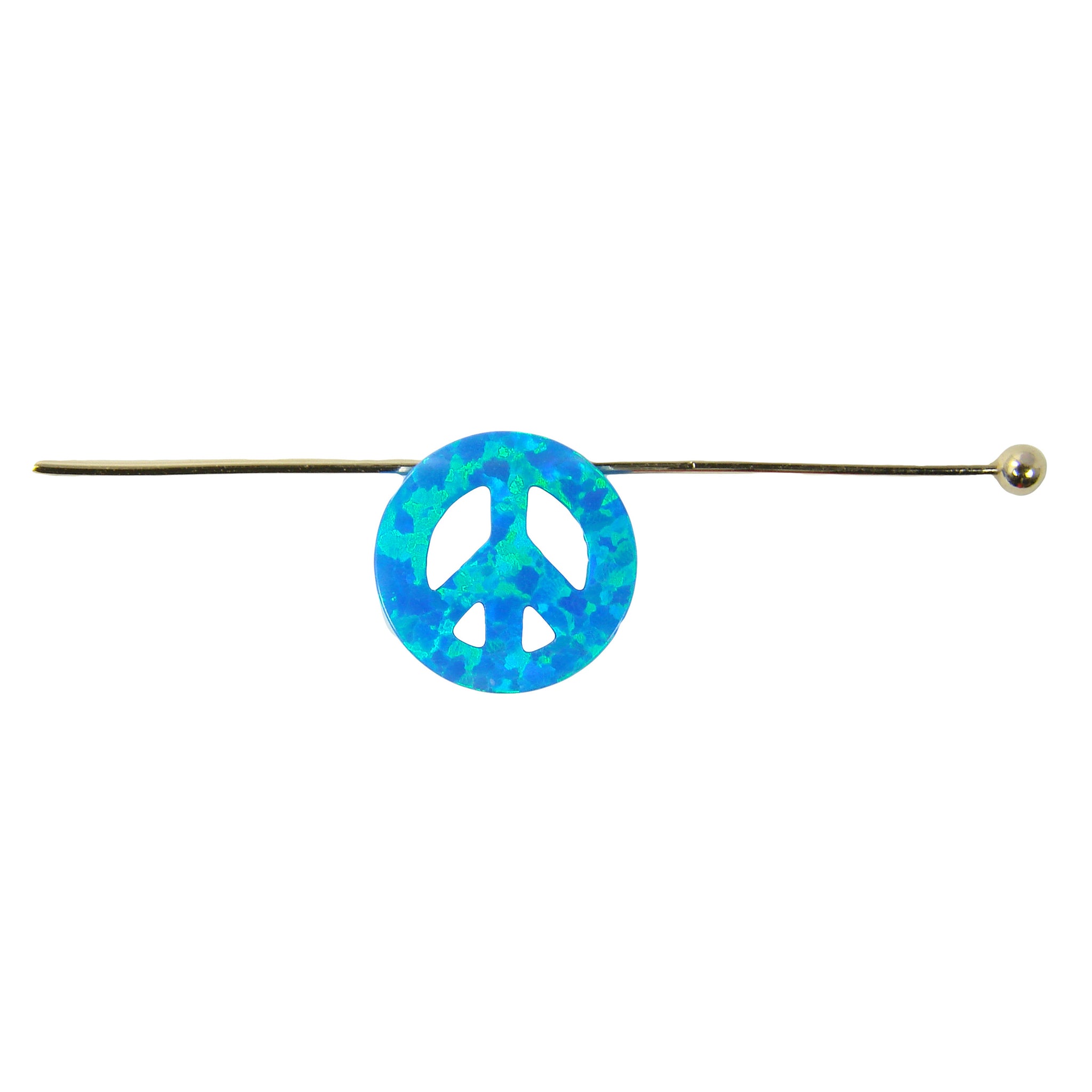 Peace Sign Created Opal Pendant, Peace Symbol 12mm Charm, Synthetic Opal 