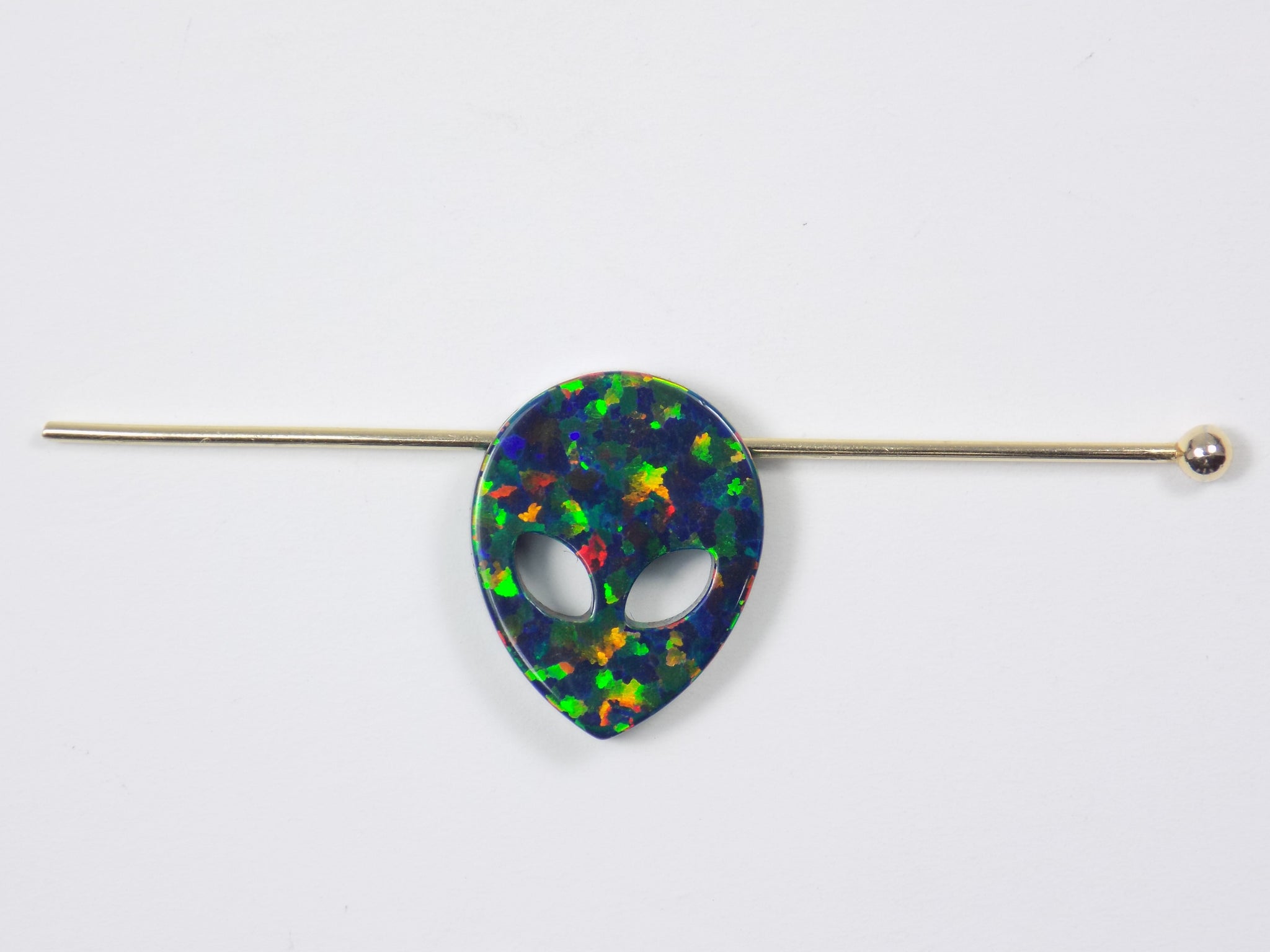 Opal Alien Head Charm. Opal Lab Created Alien Pendant