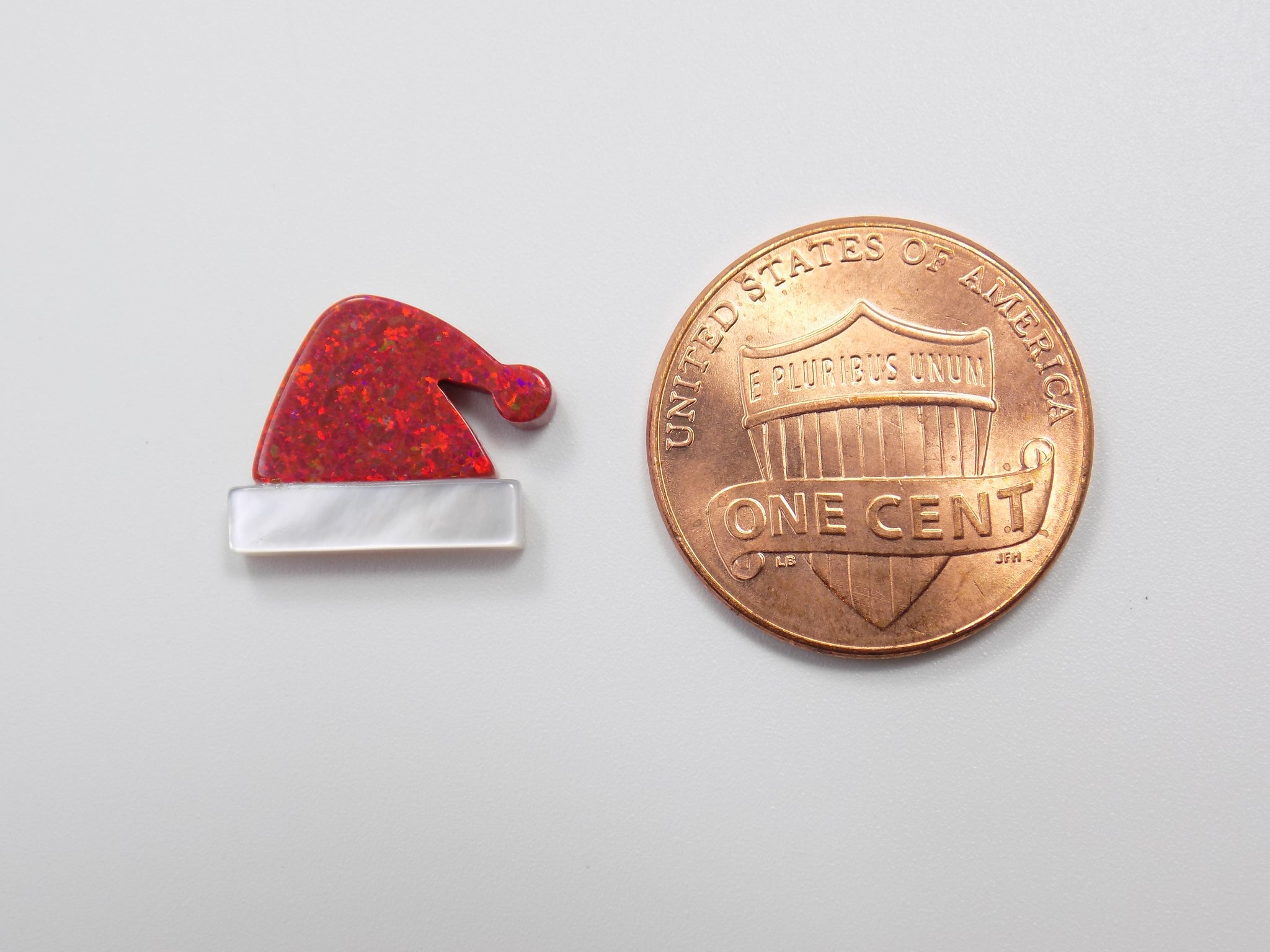 Red Christmas Hat Charm, Opal Santa Hat Pendant, Holiday Charm