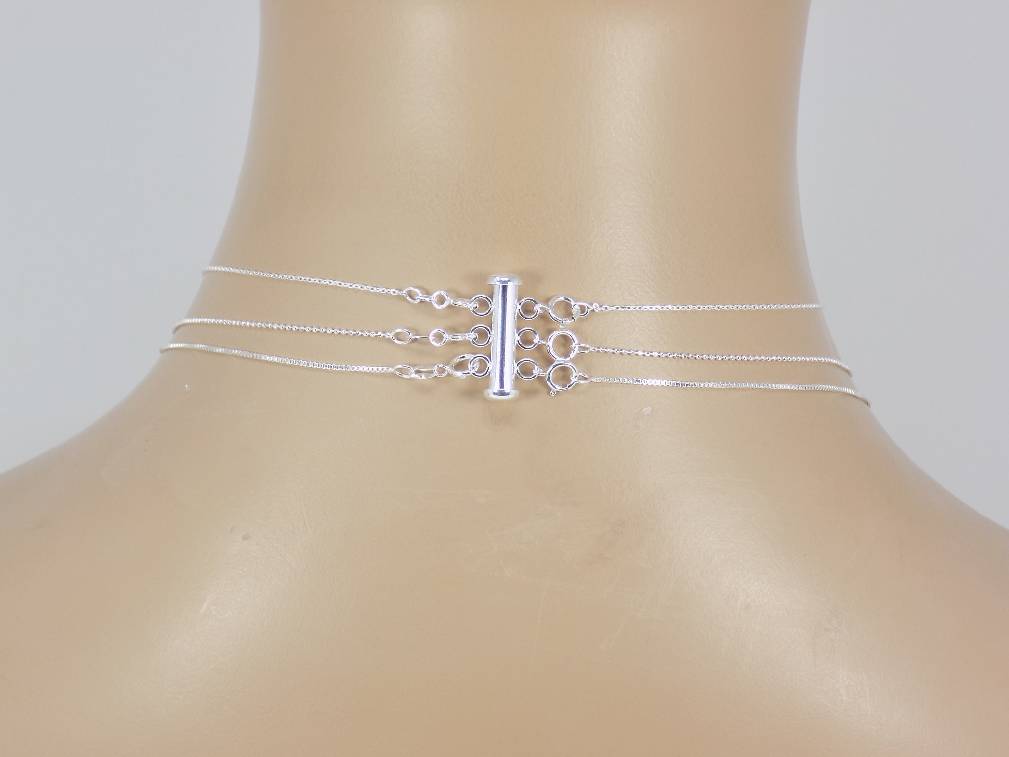 Layered Necklace Clasp, 925 Sterling Silver