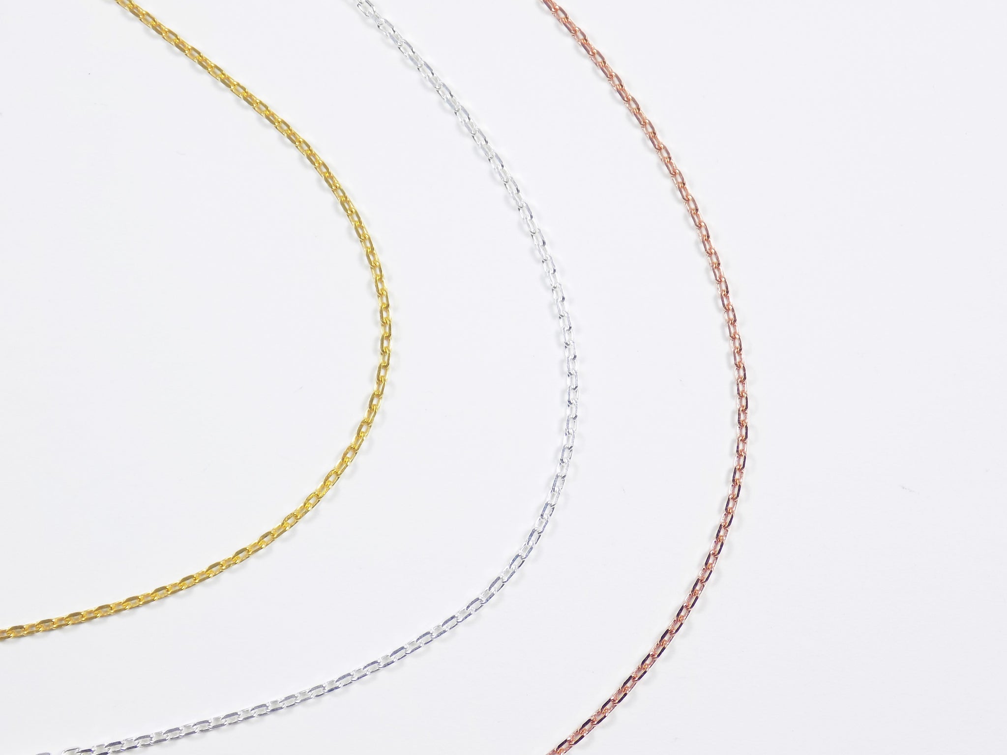 925 sterling silver chain necklaces Gold plated, Silver and Rose gold plated