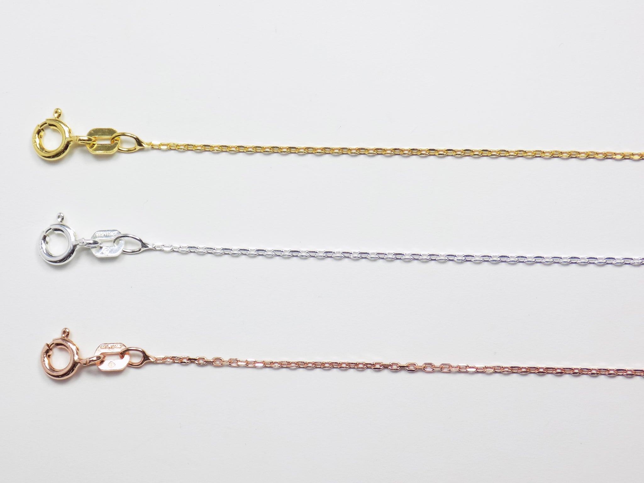 925 sterling silver chain necklaces Gold plated, Silver and Rose gold