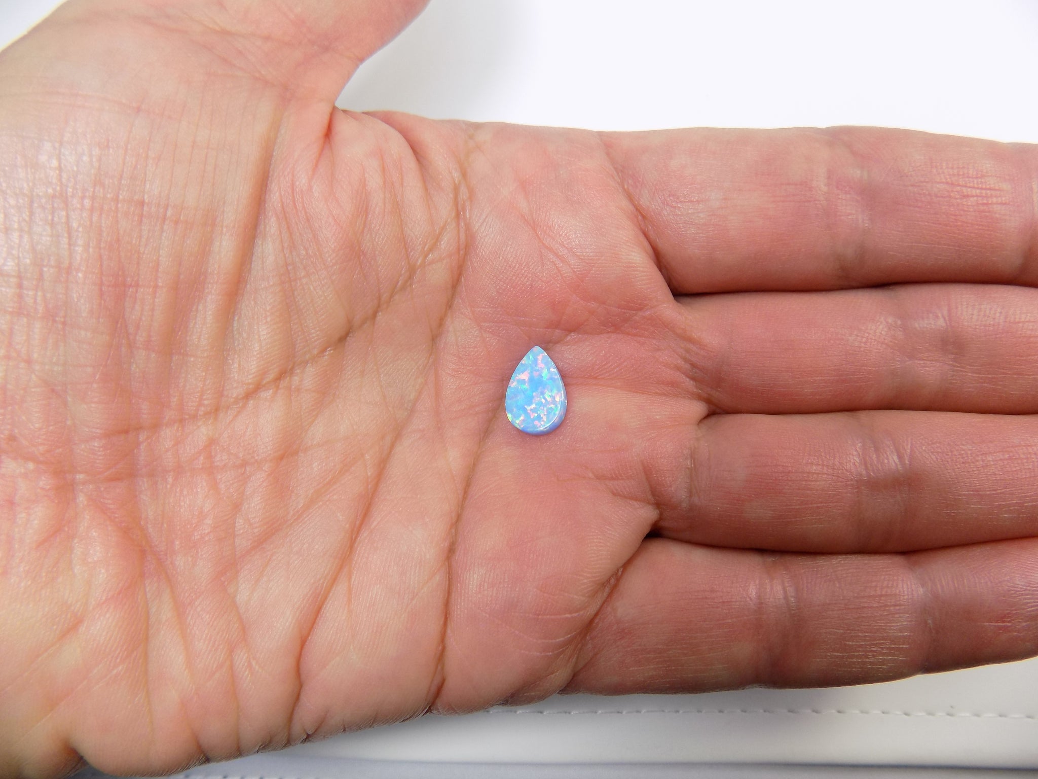 Opal Lab Created Pear Tear Drop Double Flat Bead Charm
