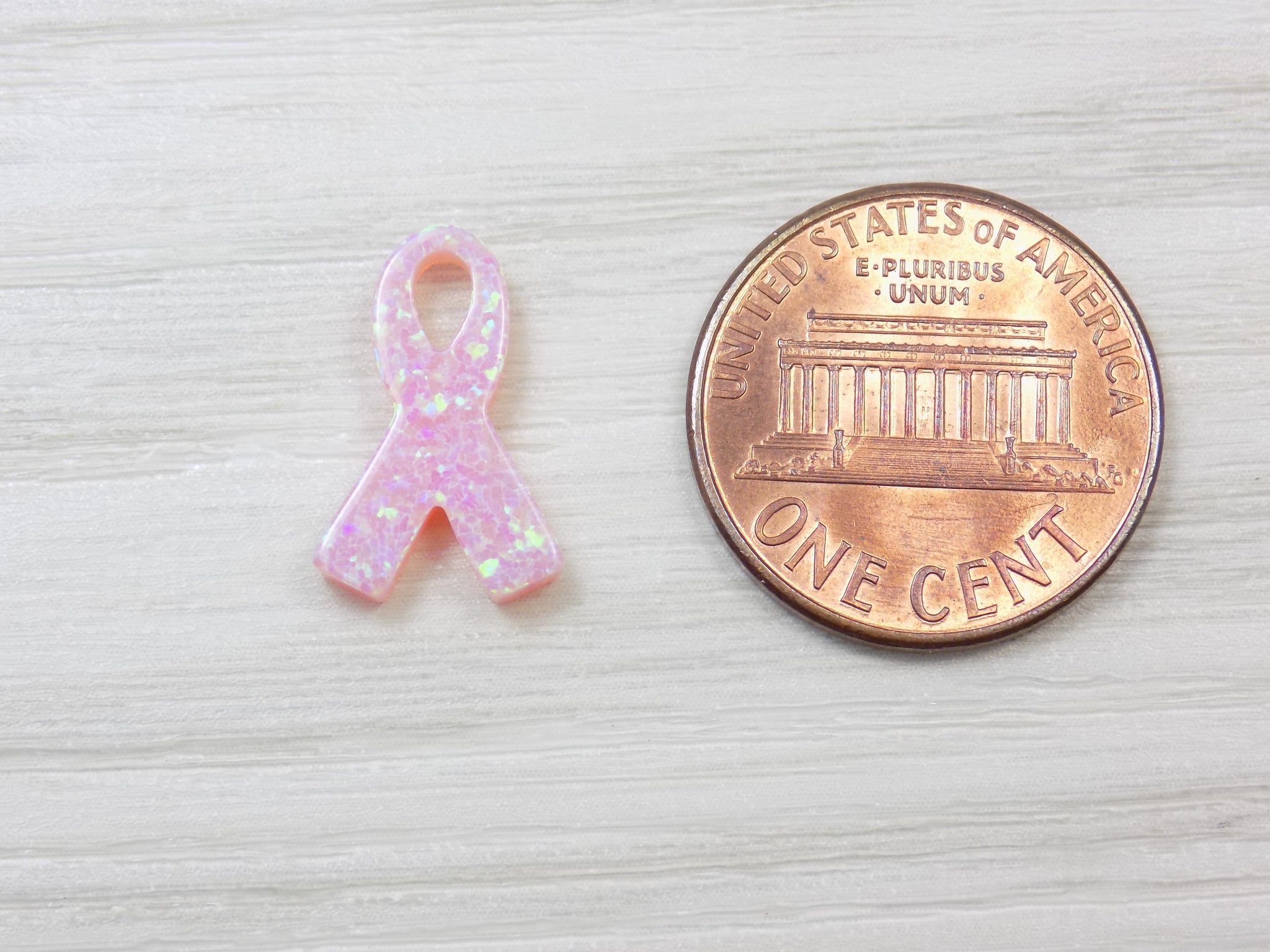Opal Pink Ribbon Breast Cancer Awareness Charm