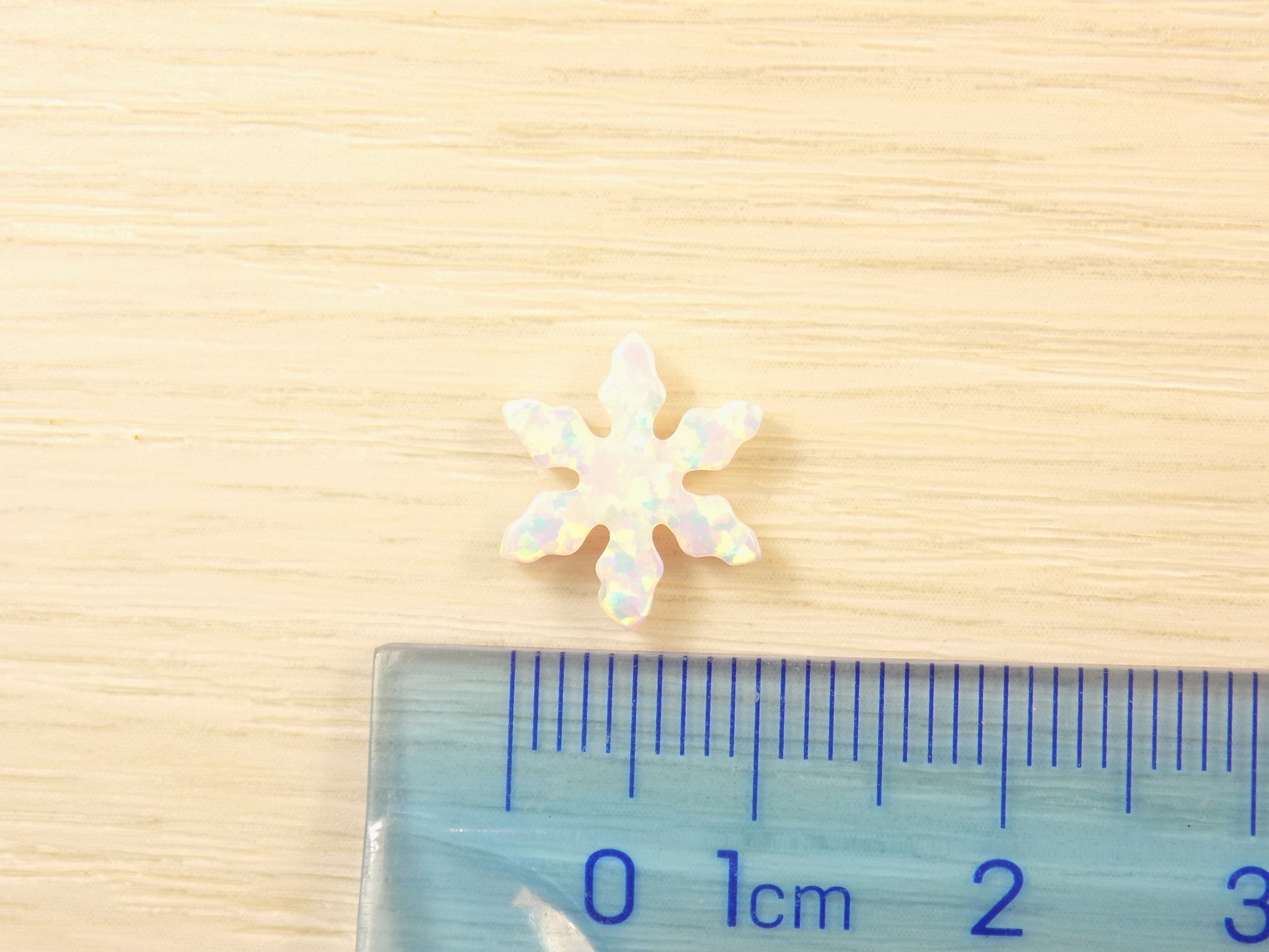 Snowflake Charm, Opals Snowflakes Beads, White Opal Lab Created Pendant size 12.2mm, Christmas Charm
