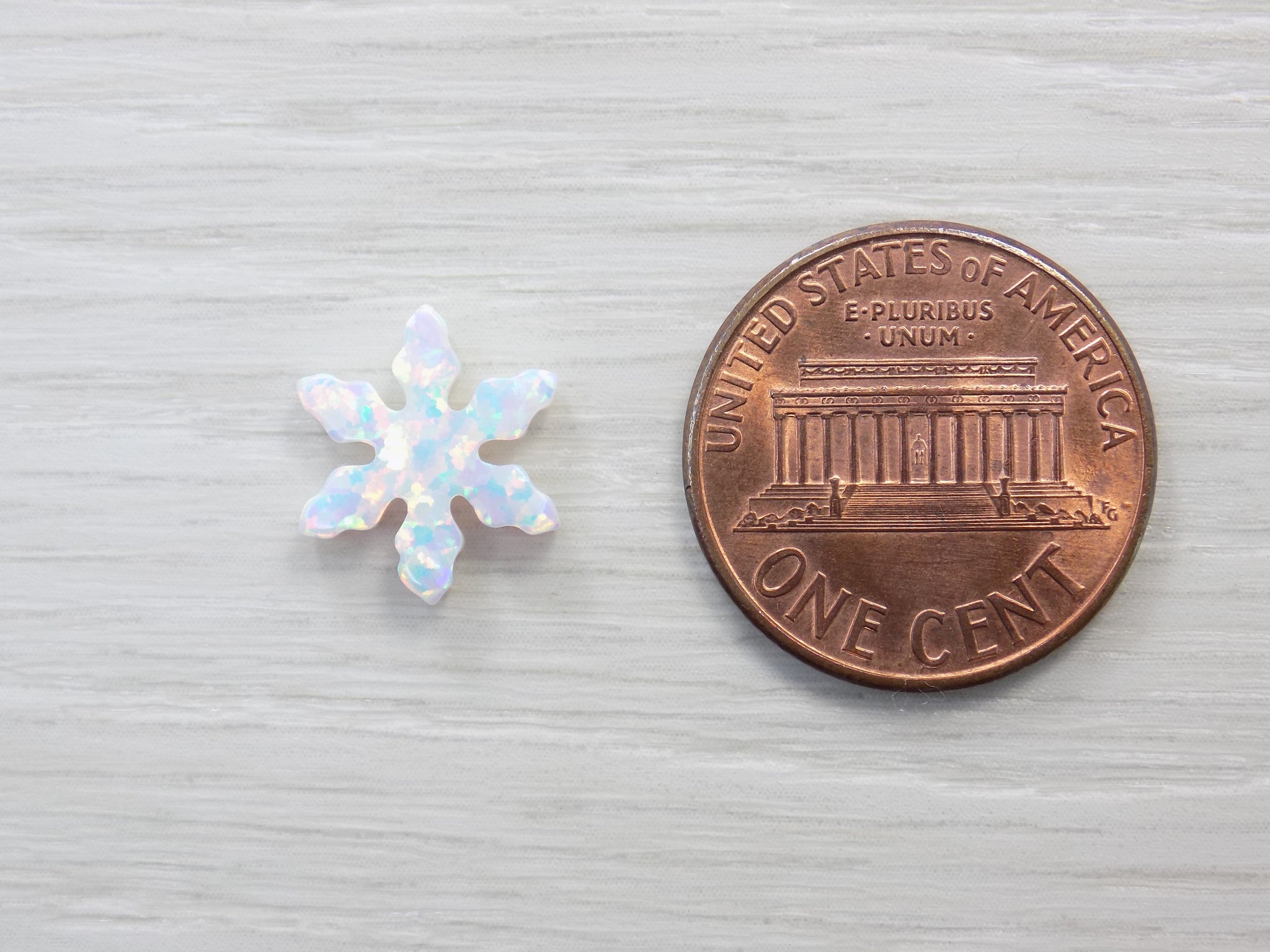 Snowflake Charm, Opals Snowflakes Beads, White Opal Lab Created Pendan