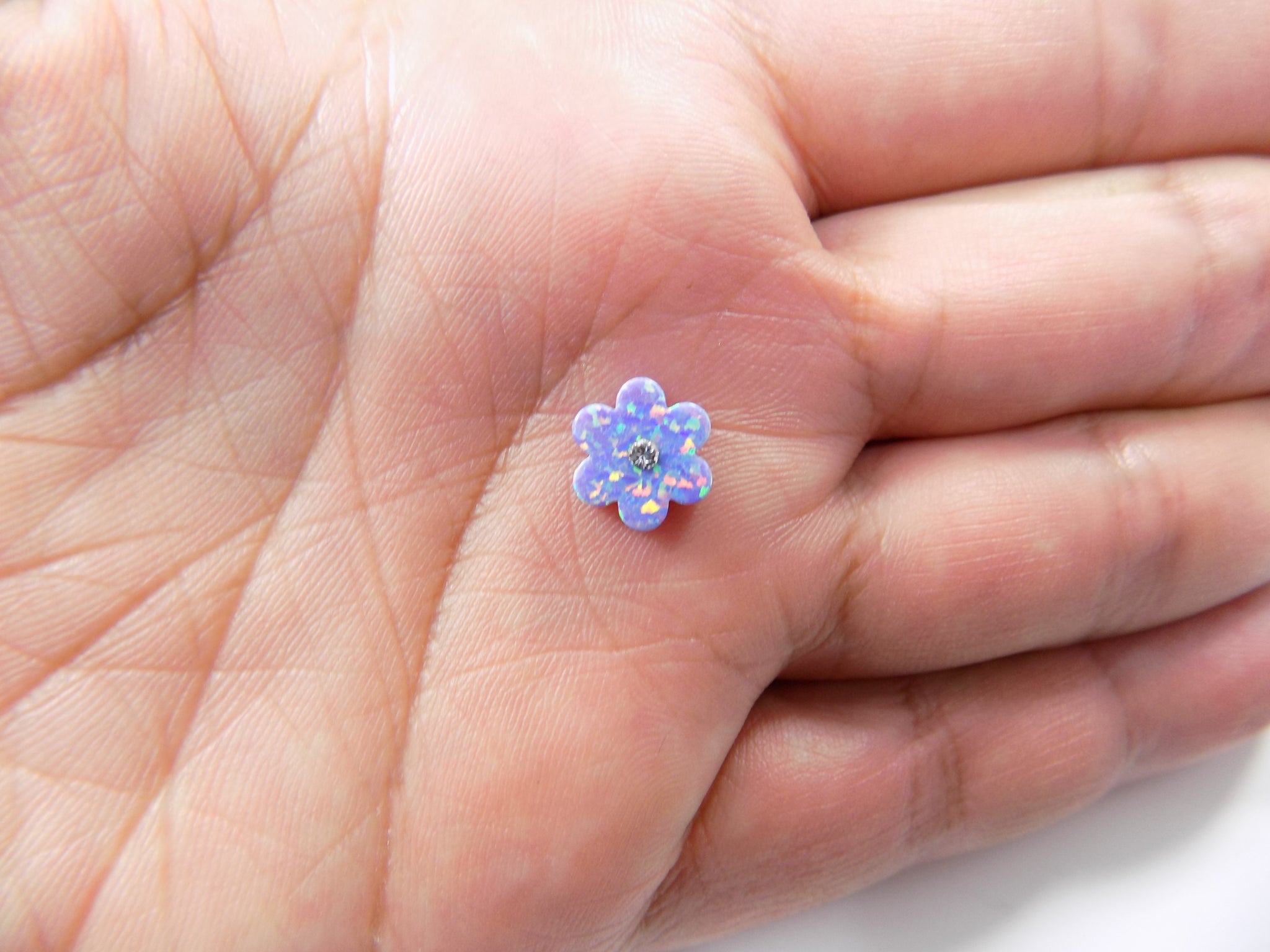 Opal Flower Bead Charm 10mm Synthetic Fire Opal