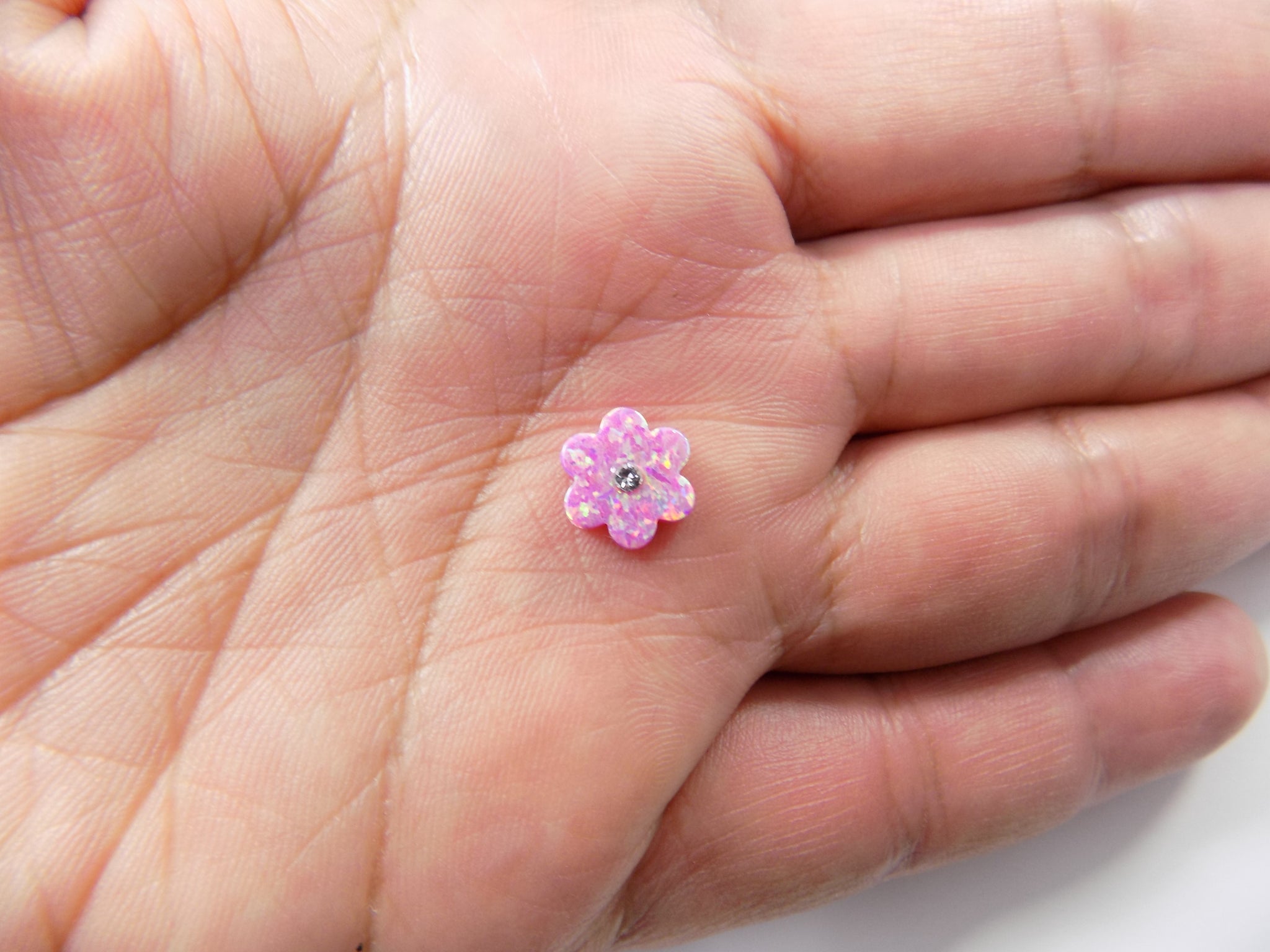 Pink Flower Bead Charm