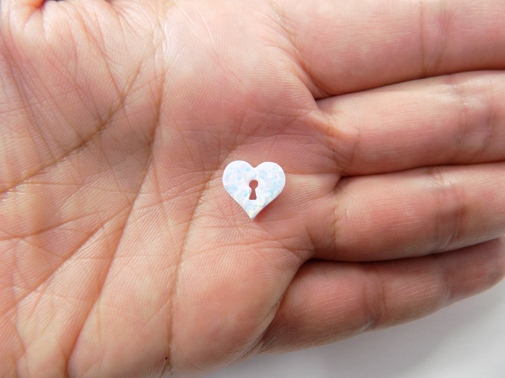 Opal Heart with Lock 12x11.3mm, Lab Created Opal Heart Charm