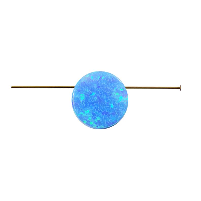 Opal Flat Disc Cabochon 8mm Full Drilled Holes, Lab Created Opal Coin Shape Charm