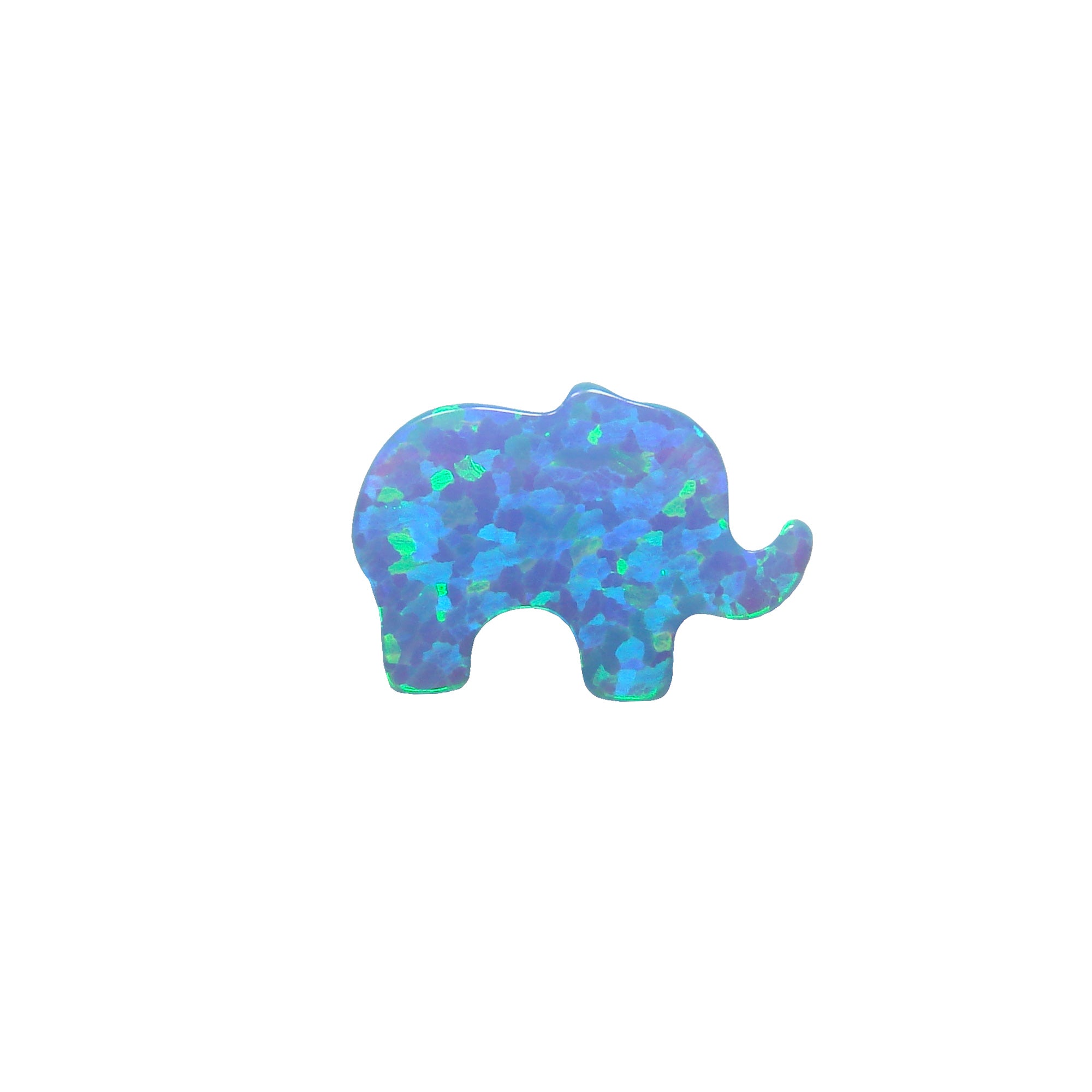 Lab-Created Opal Elephant blue Pendant 8 x 11 mm