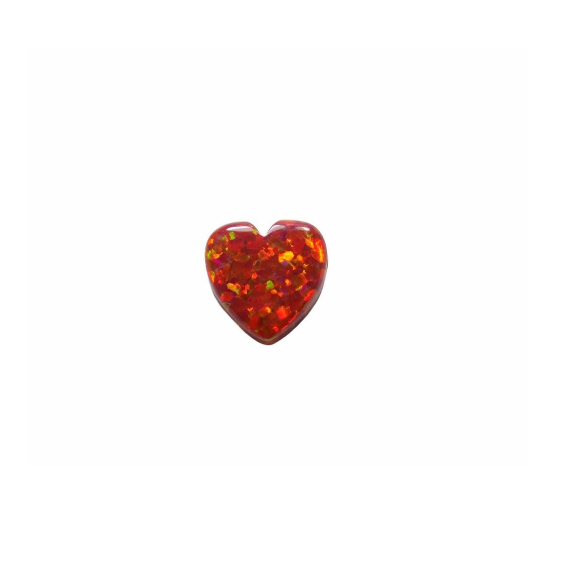 Lab created opal heart red cabochon