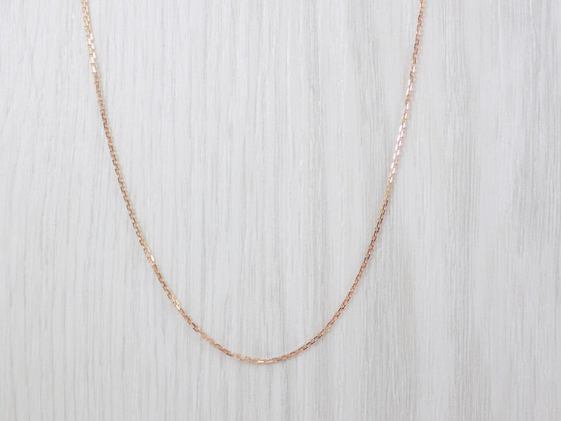 Rose Gold Plated over 925 Sterling Silver Chain Necklace 0.35x1.0mm. Diamond Cut Finished Necklace 16" 18" 20"