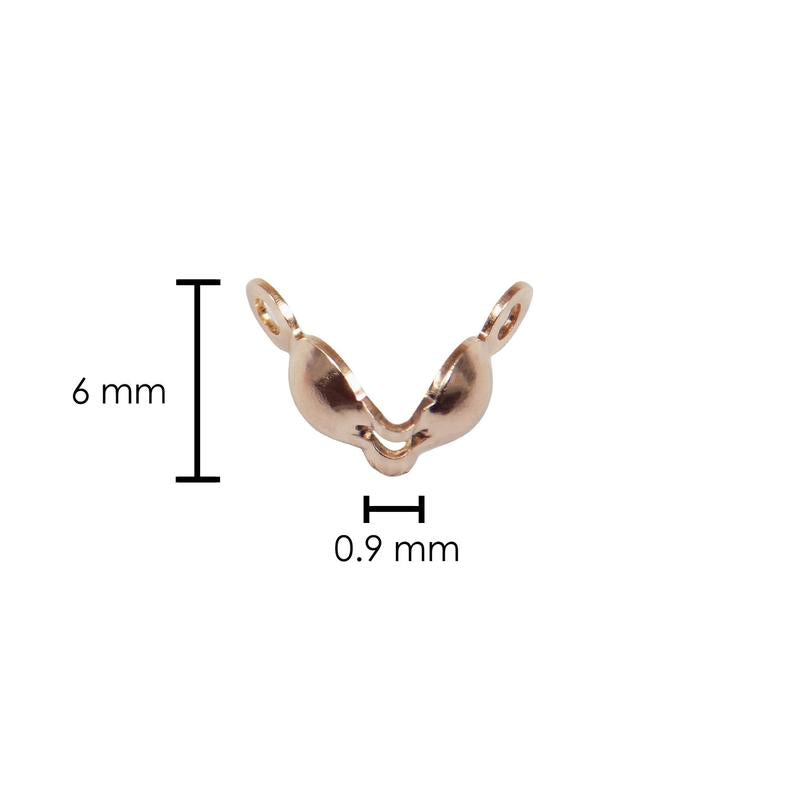 Rose Gold Clamshell Bead with 2 Rings Hole 0.90mm