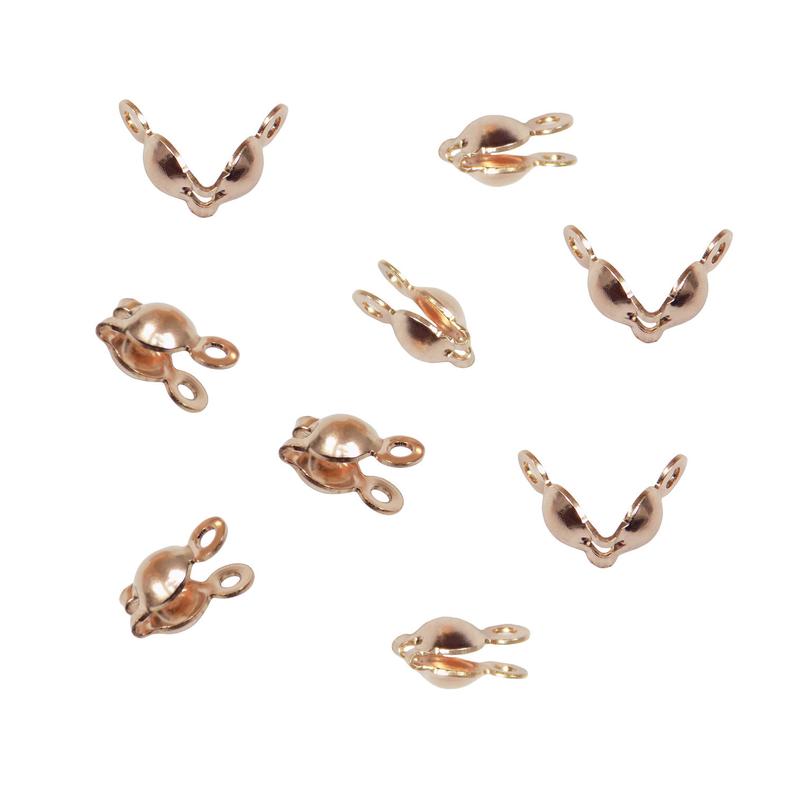 Rose Gold Clamshell Bead with 2 Rings Hole 0.90mm