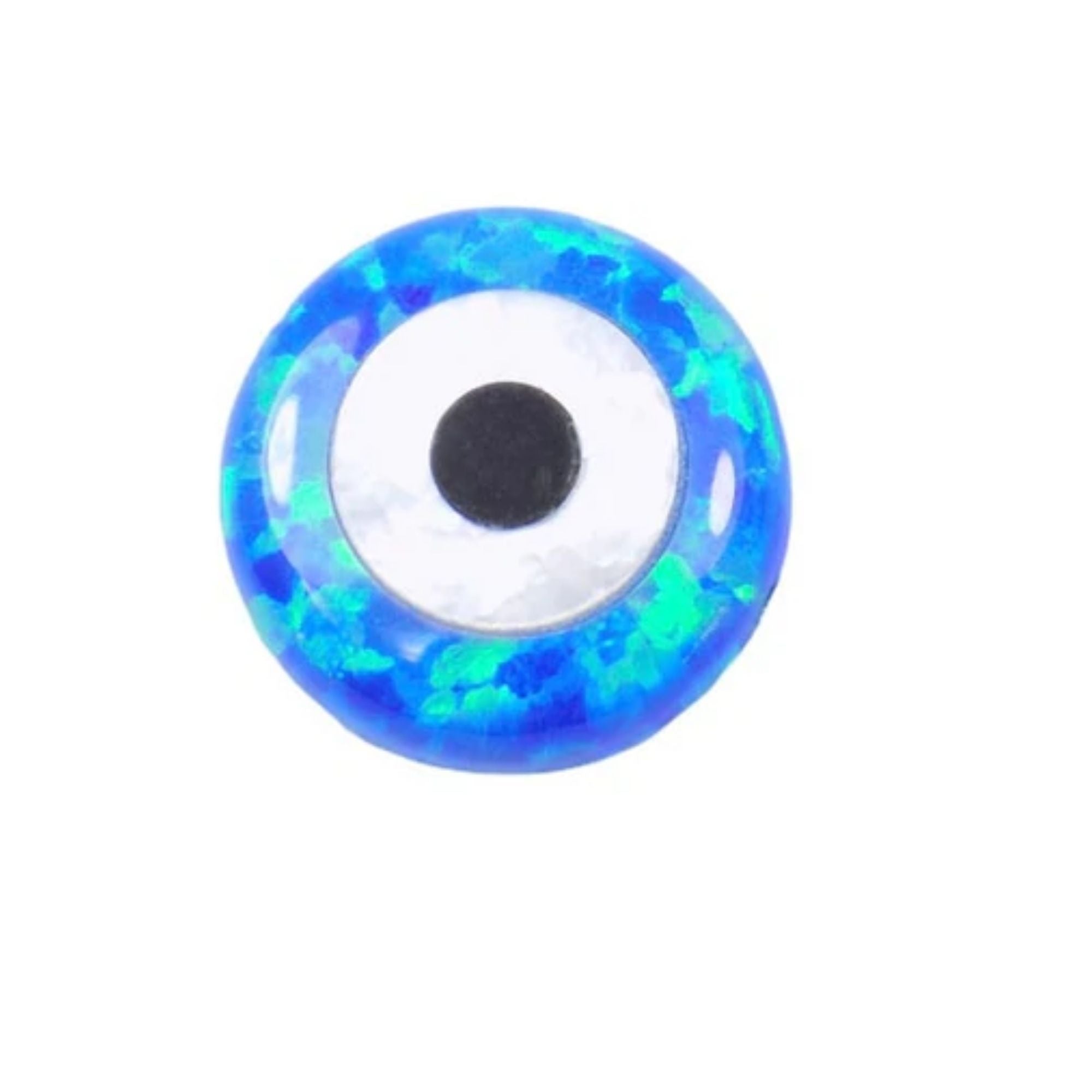 Blue Evil Eye Charm with Mother of Pearl Double Puff 10mm
