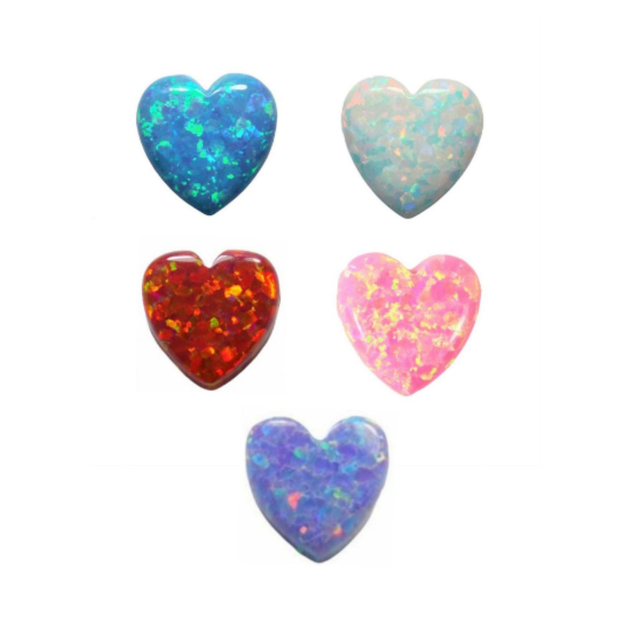 Opal Heart Pendant 6mm. Heart Opal Cabochon, Little Opal Heart Charm Side Hole, Opal Mini Heart Beads Pastel Colors USA Seller