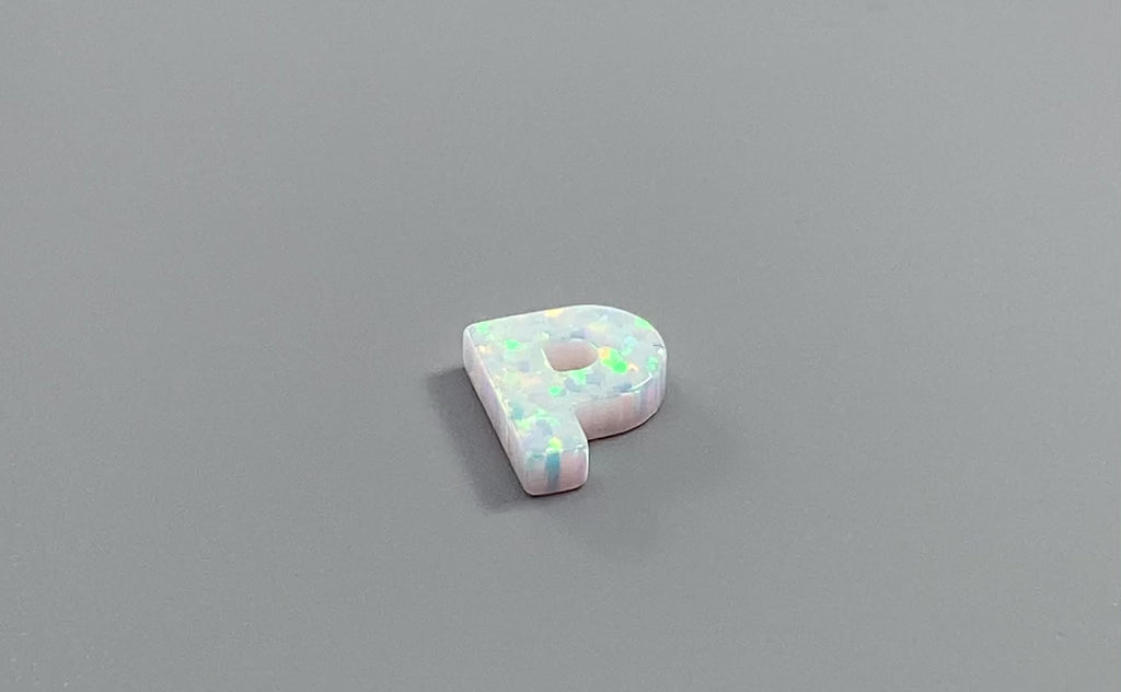 Initial Opal Letter P Pendant white charm