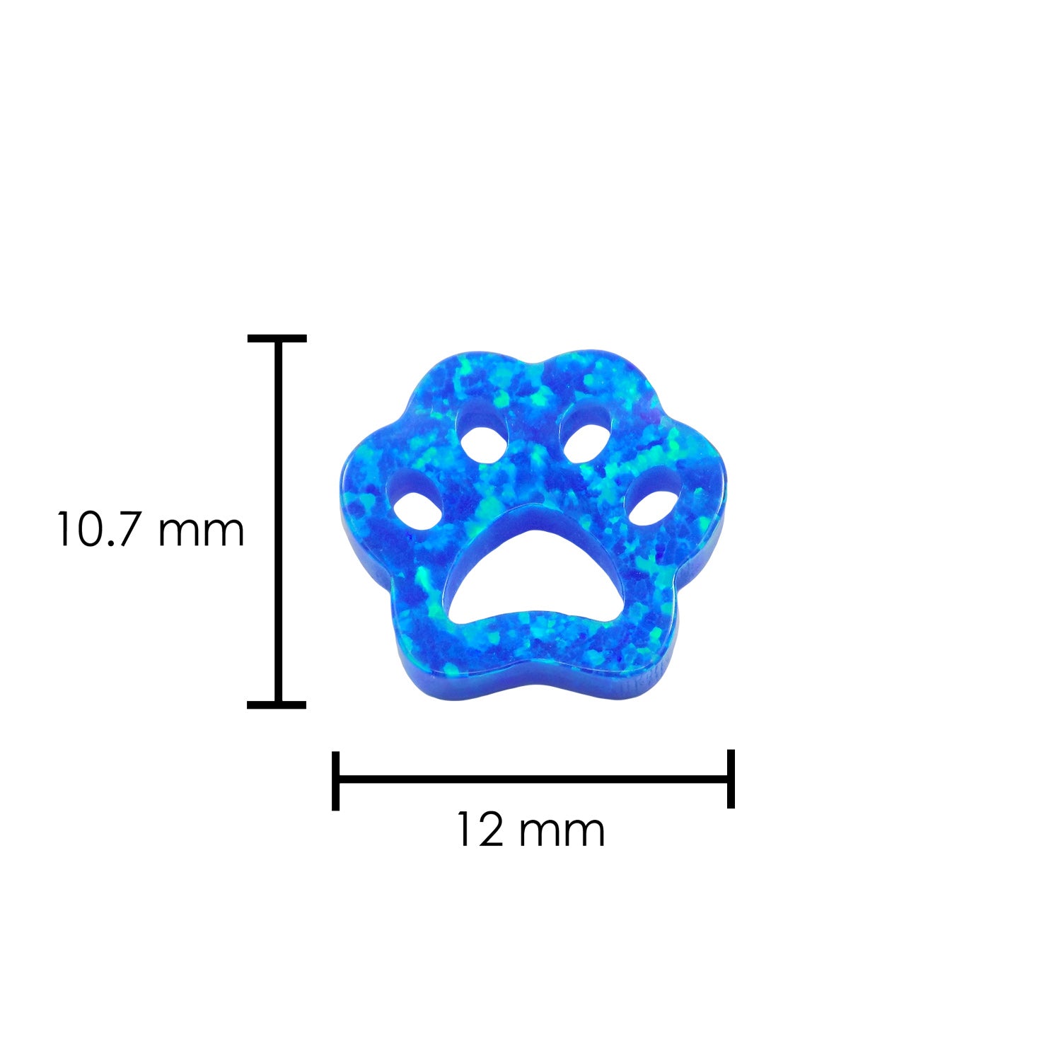 Puppy Dog Paw Opal Charm Size 10.7mm x 12mm. Blue Created Opal