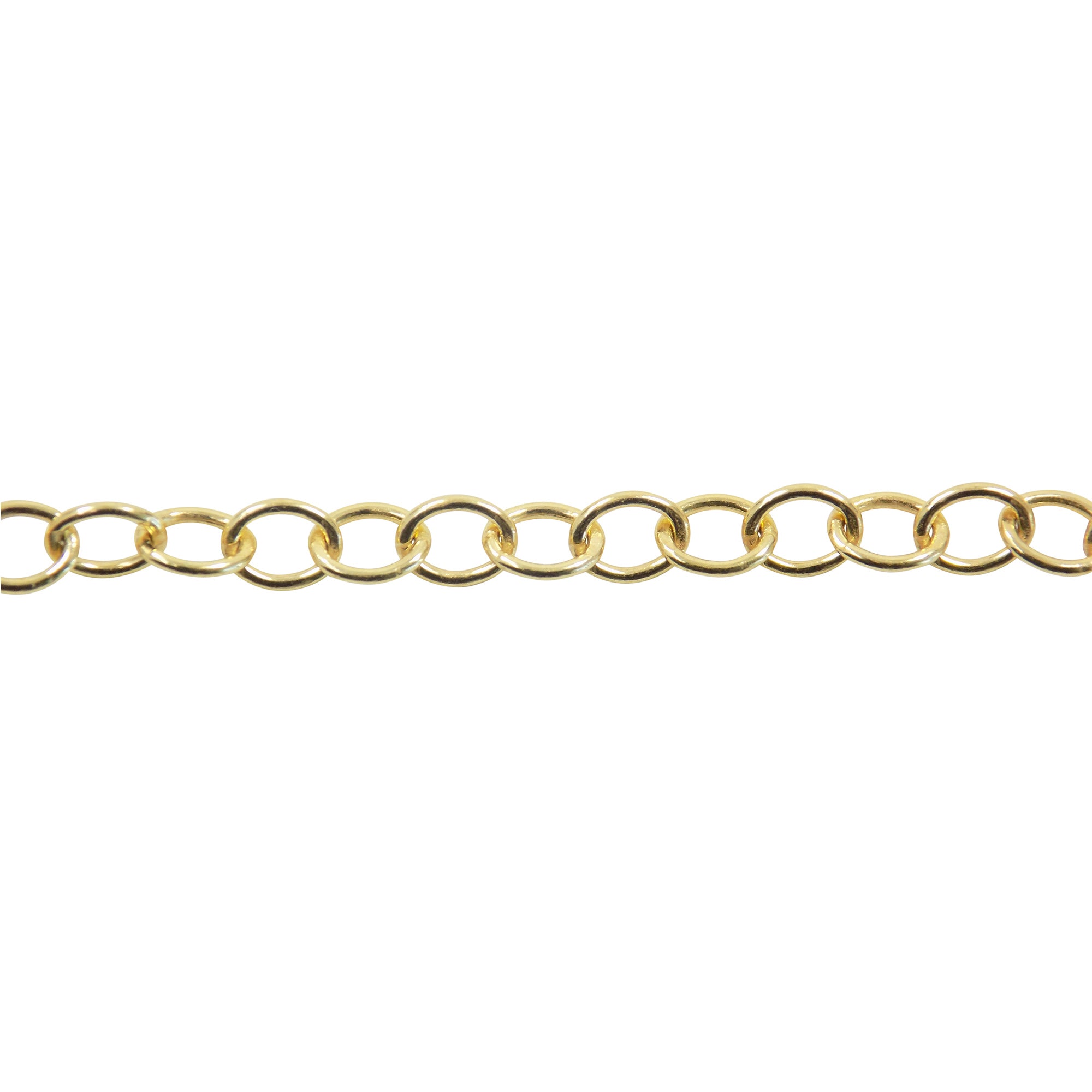 Oval Extender Chain, Cable Unfinished Chain 2.5mm x 3.5mm 22K Gold Plated over 925 Sterling Silve