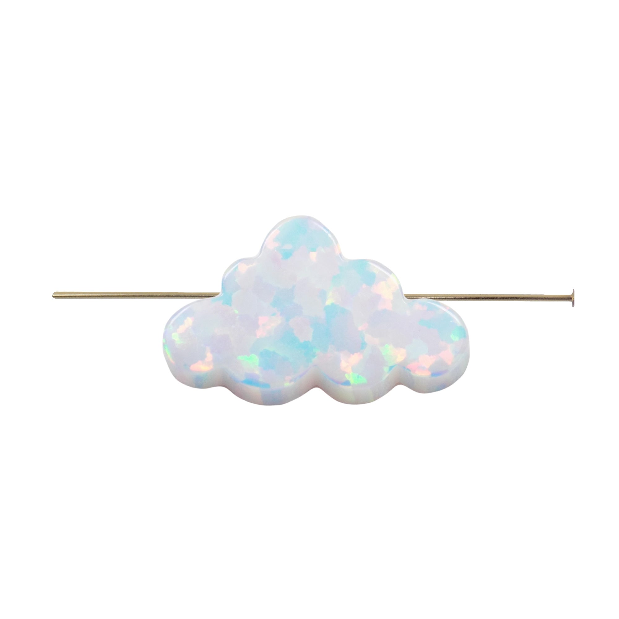 Opal Cloud Charm, White Cloud Pendant 7.3mmx12mm Thickness 2.7mm, hole size 1.30mm. Authentic Lab-created Opal