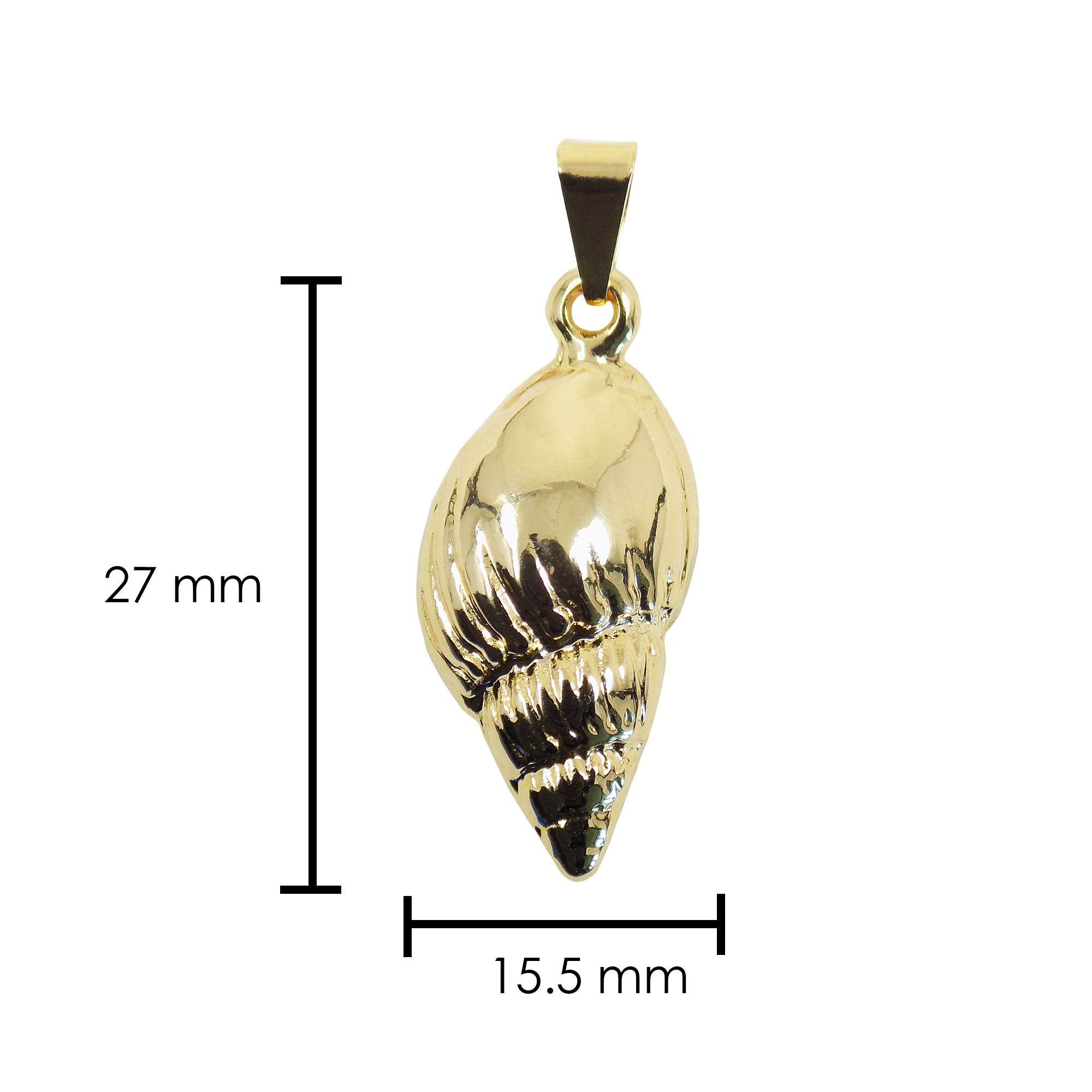 Conch Shell Pendant 18K Gold Plated, Sea Shell Findings Excellent Quality