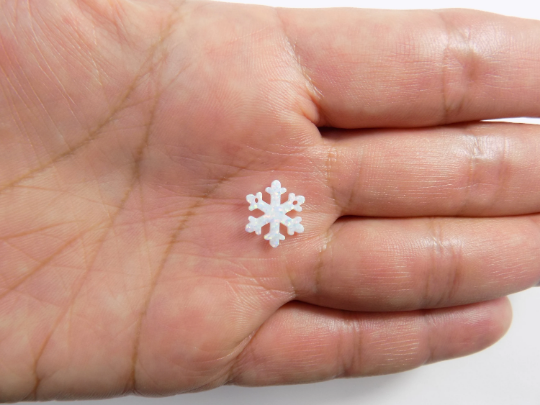 Snowflake Bead, White Opal Snowflake Charm with Two Holes. USA Seller