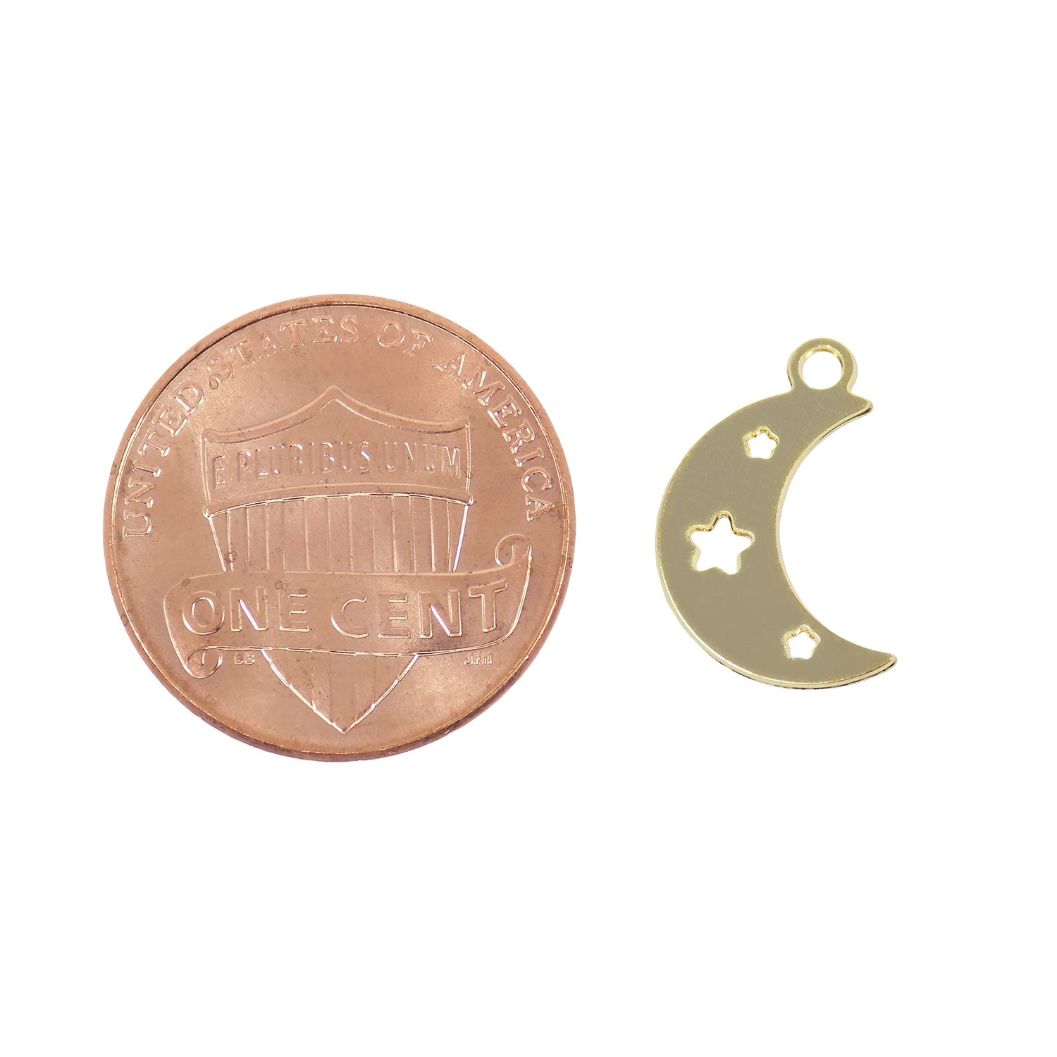 Moon Star Charm (06 Pieces) Gold Filled Moon pendant with Star, Celestial Pendant 18k Gold Plated over Brass, Wholesale Jewelry Findings
