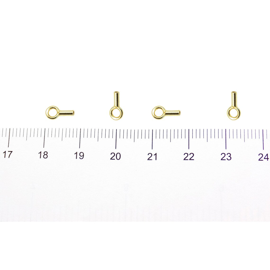 Crimp End Cap with Ring ID: 1.00mm Gold Plated over 925 Sterling Silver, Tube End Cap