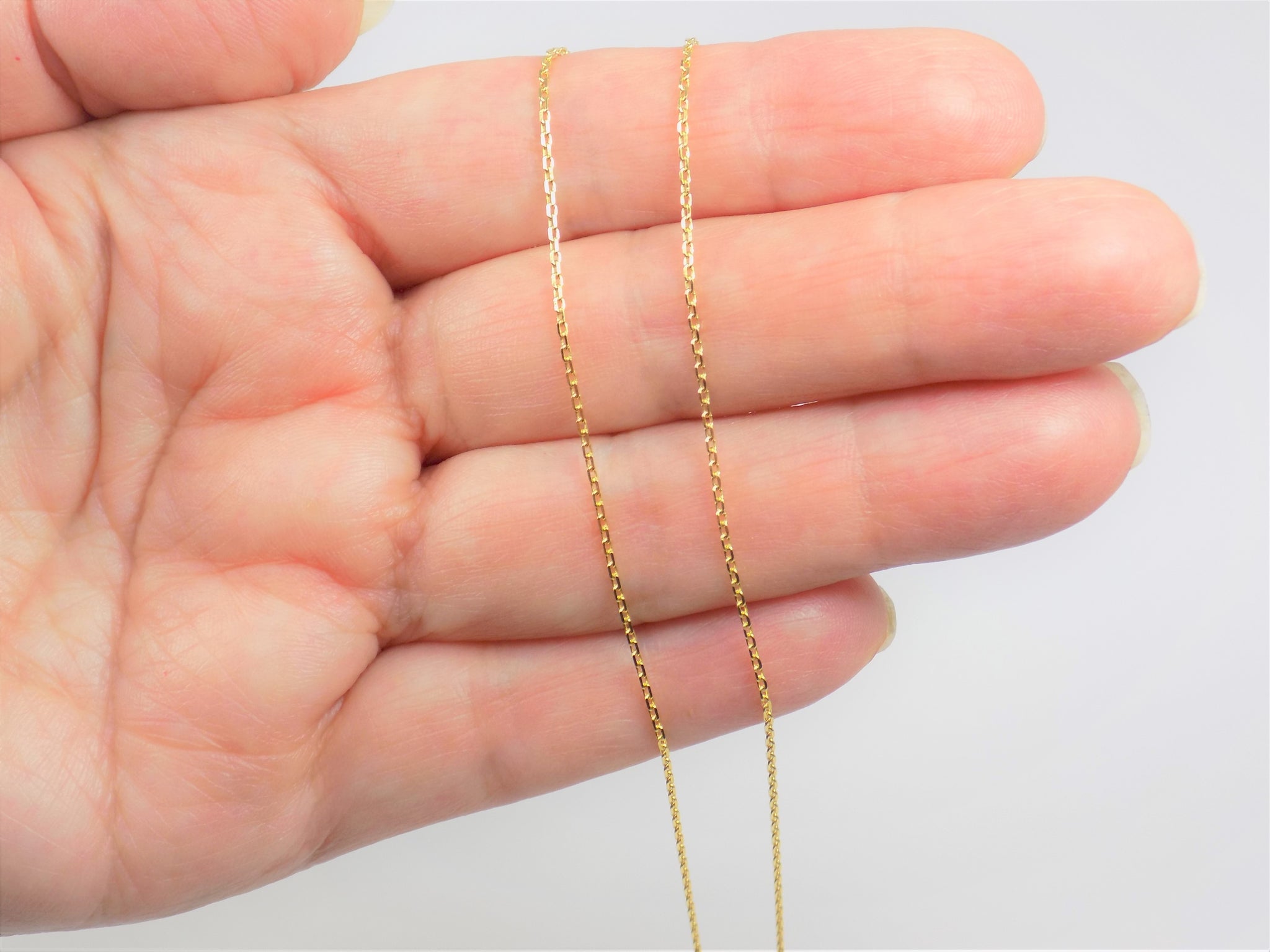 Cable Chain Necklace Gold Plated over 925 Sterling Silver 1mm