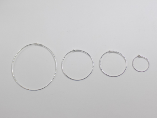 Sterling Silver Wire Beading Hoops Earrings 15mm, 25mm, 30mm, 45mm 22 Gauge/0.7mm, Pair (2 Pcs)