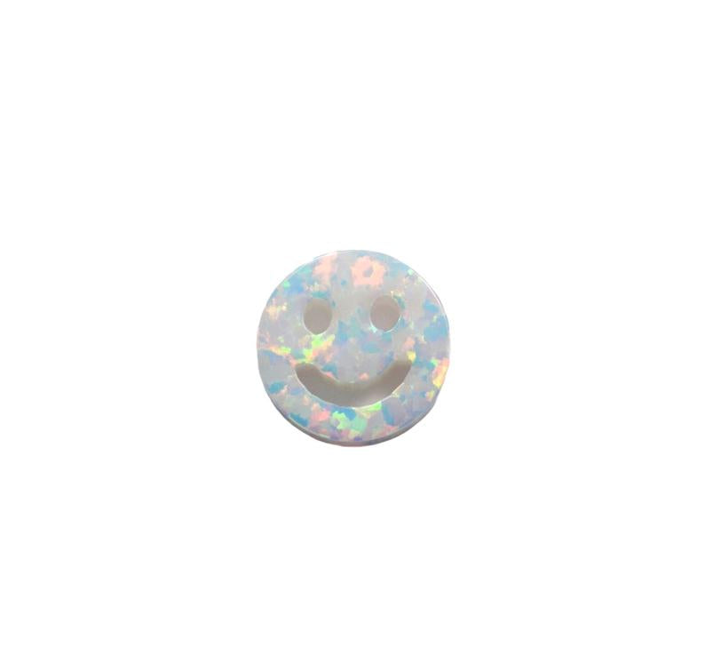 Lab-Created Opal White Happy Face Bead, Smiley Face Charm