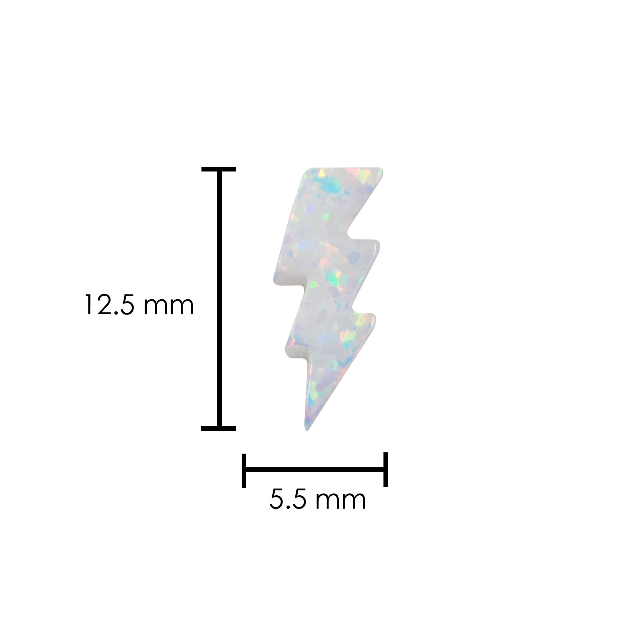 Opal Lightning Bolt Pendant 5.5mmx12.5mm, Tiny Thunderbolt Flash, White Opal Thunder Charm, Authentic Lab-created Opal Wholesale, USA Seller