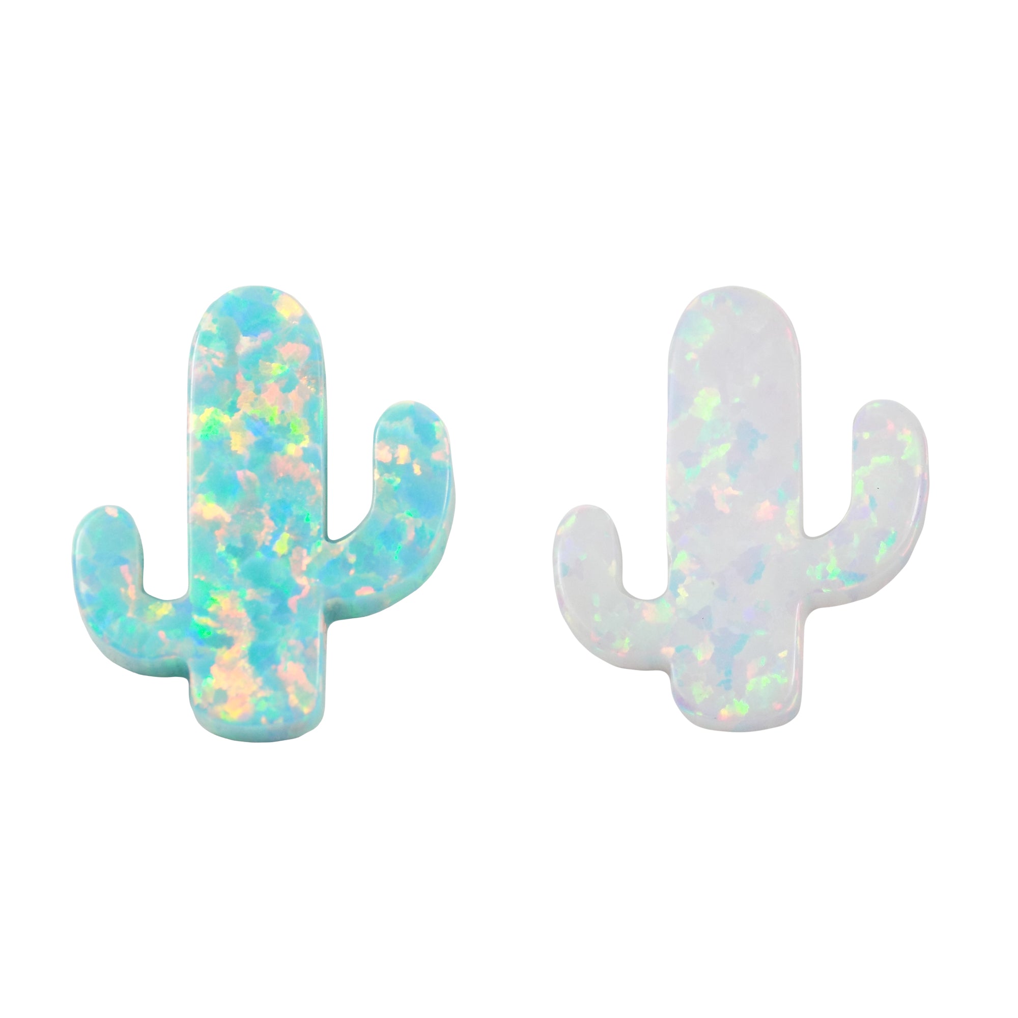 opal green and white cactus charms