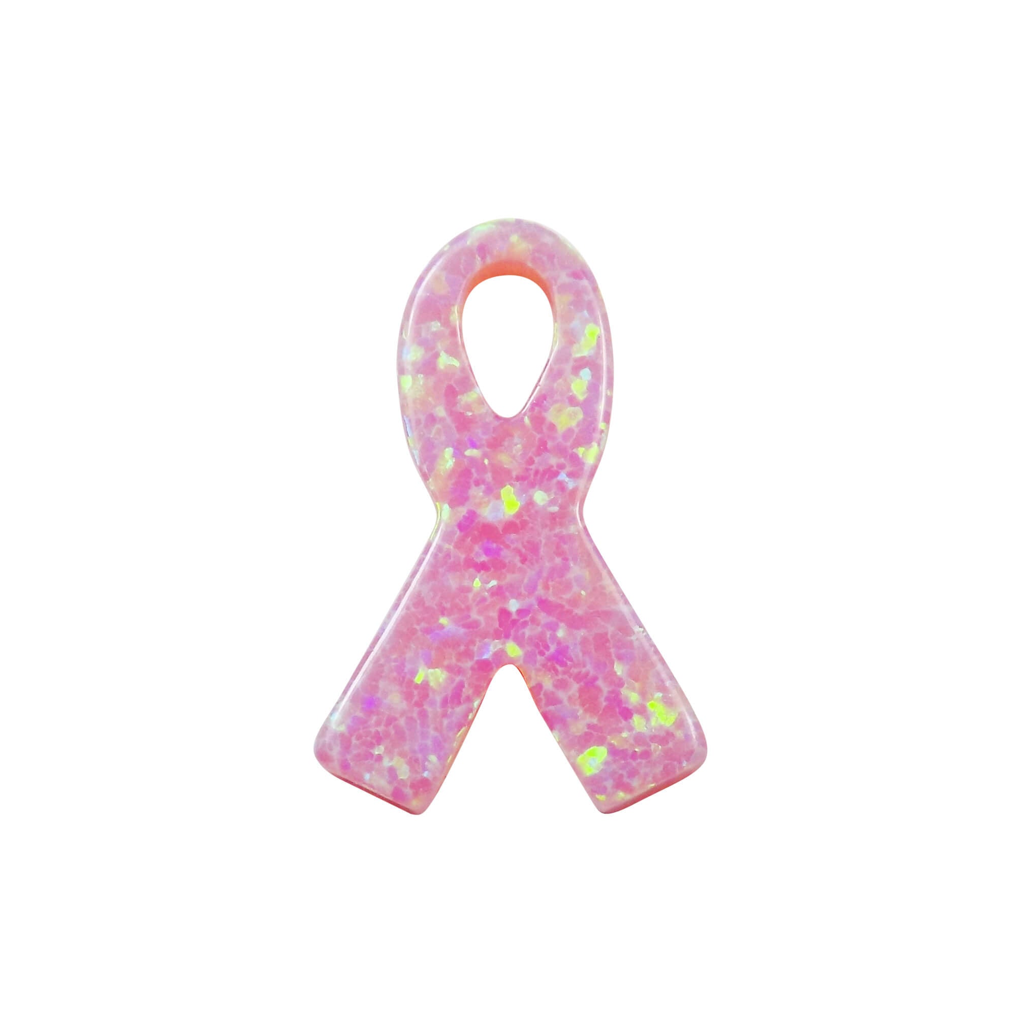 Opal Breast Cancer Awareness Ribbon Charm