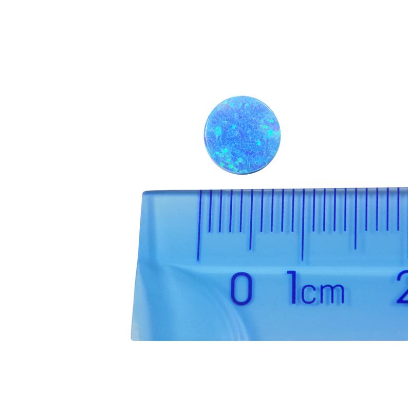 Opal Flat Disc Cabochon 8mm Full Drilled Holes, Lab Created Opal Coin Shape Charm