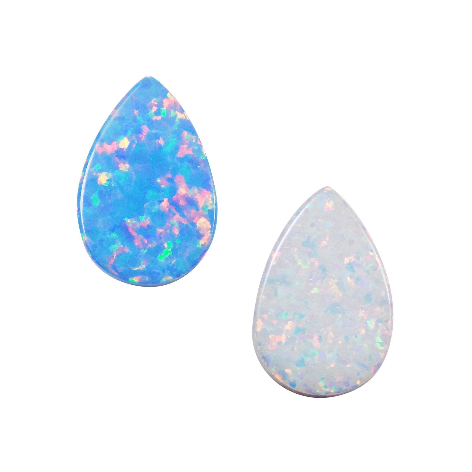 Opal Lab Created Pear Tear Drop Double Flat Bead Charm
