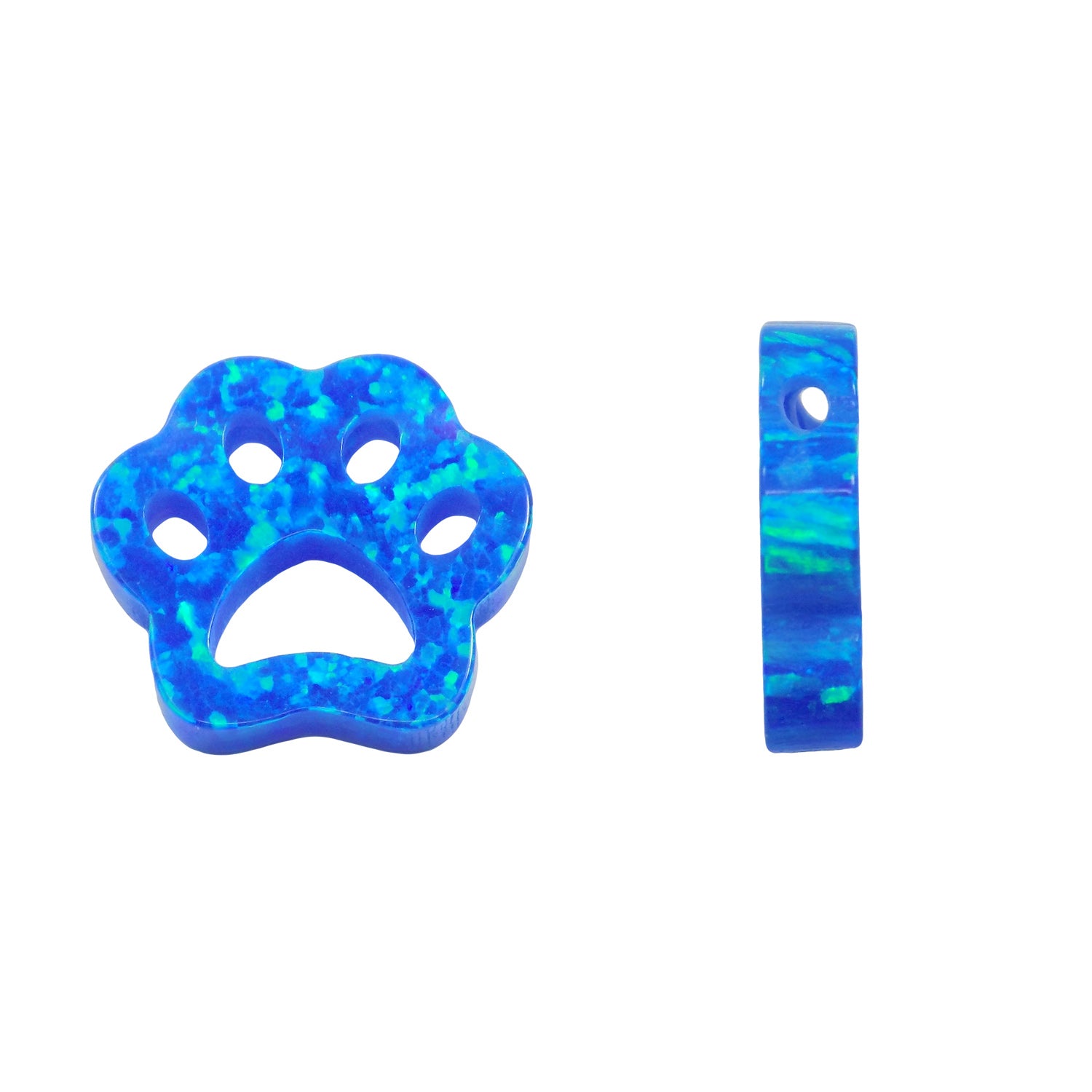 Puppy Dog Paw Opal Charm Size 10.7mm x 12mm. Blue Created Opal