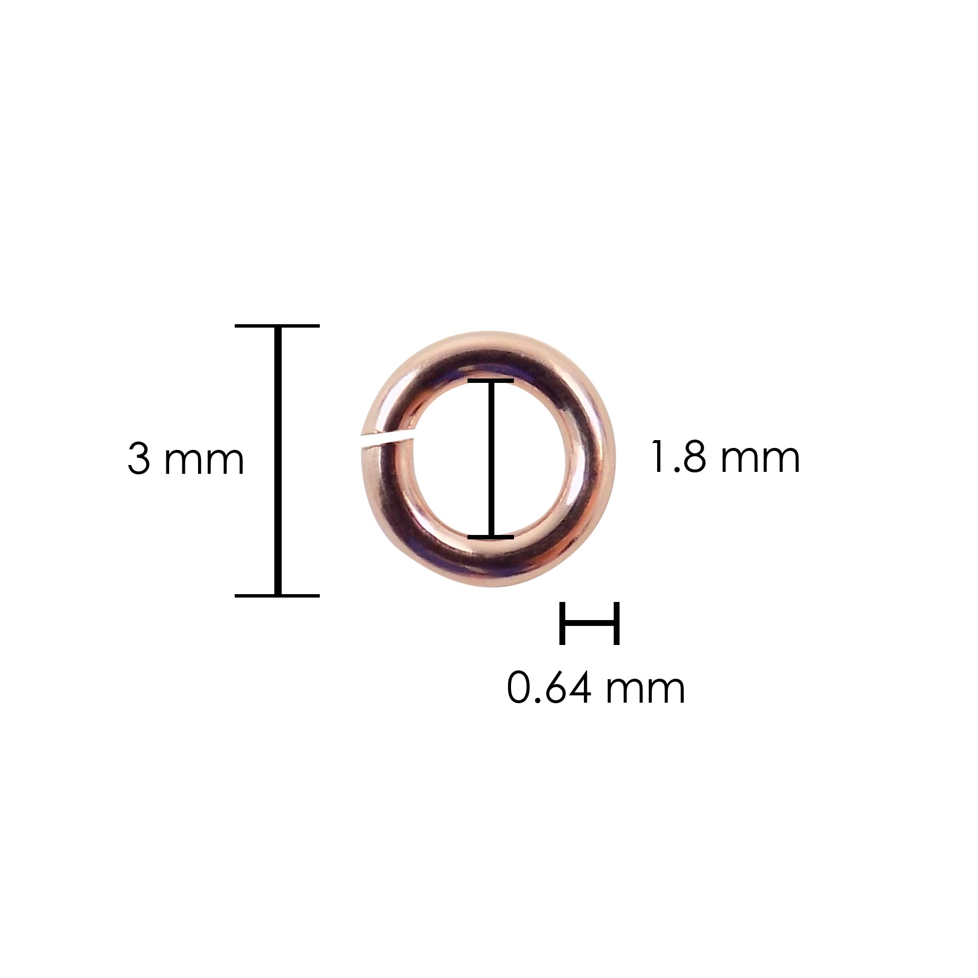 Open Jump Ring 3mm 14K Rose Gold Filled 22 Gauge 0.64x3mm 