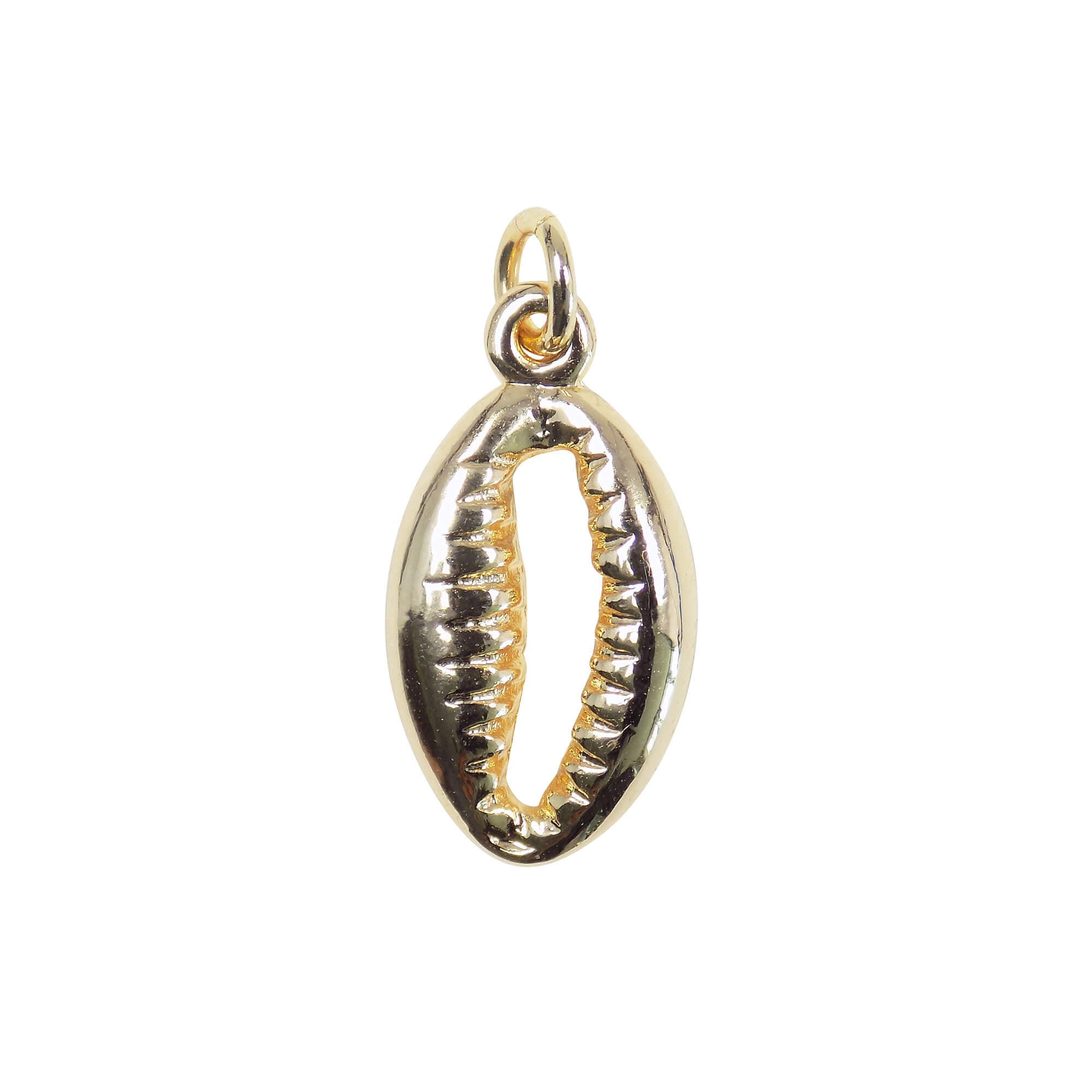 Cowrie Shell Charm Pendant 16x 9.70mm Dainty Seashell Pendant for Necklace, Bracelet, Earrings, 18K Gold Plated Excellent Quality